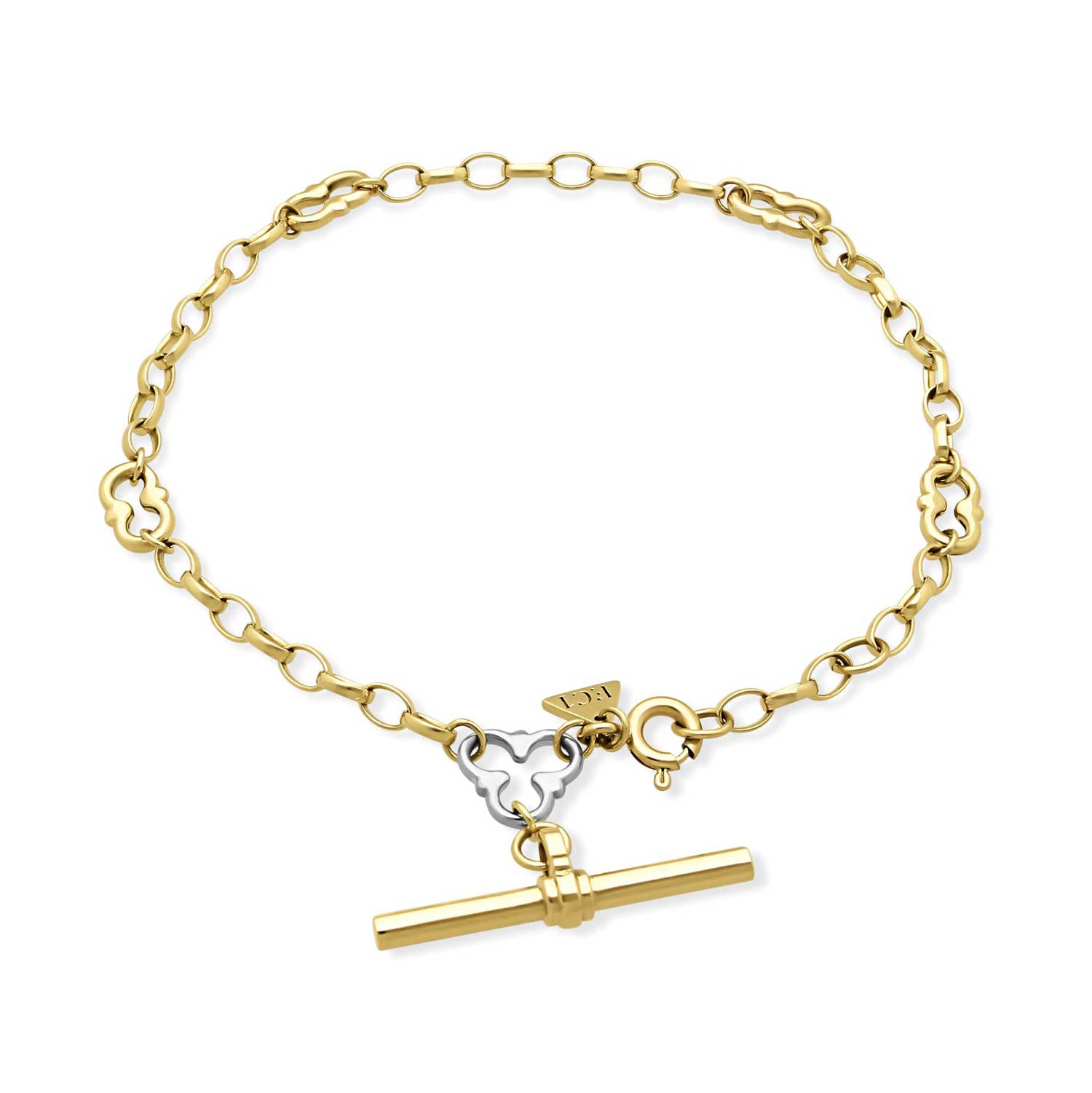 ROSEBERY Yellow Gold Signature Chain with White Gold Detail & T-Bar by ethical London B Corp jeweller E.C.One