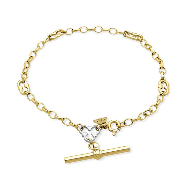 ROSEBERY Yellow Gold Signature Chain with White Gold Detail & T-Bar by ethical London B Corp jeweller E.C.One