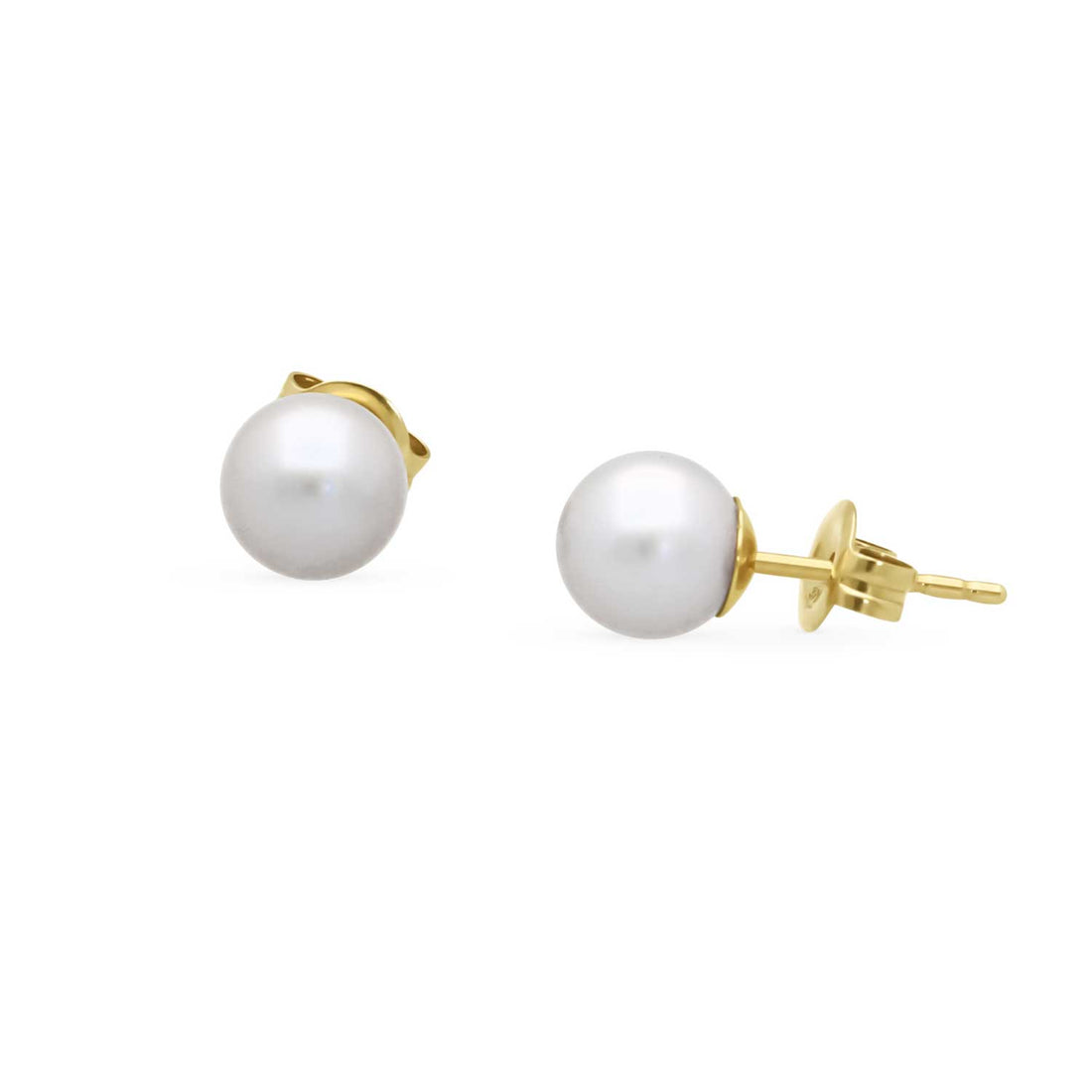 Small White Pearl Studs at E.C.One London