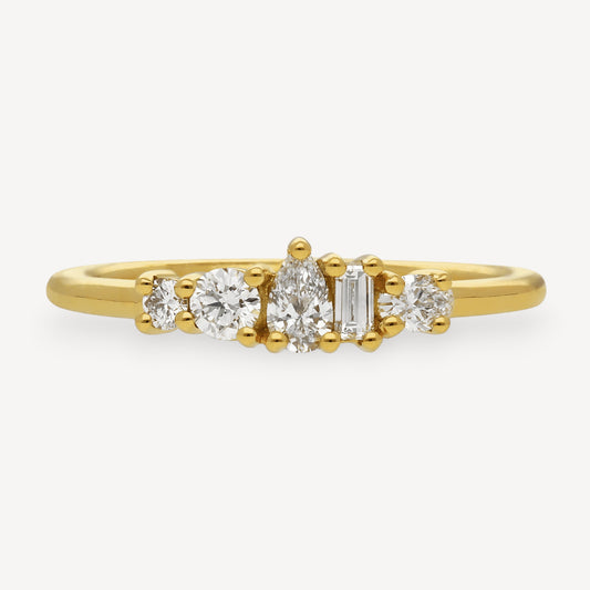 EC One Medium "Elise"  recycled 18ct Yellow Gold Ring with Diamonds