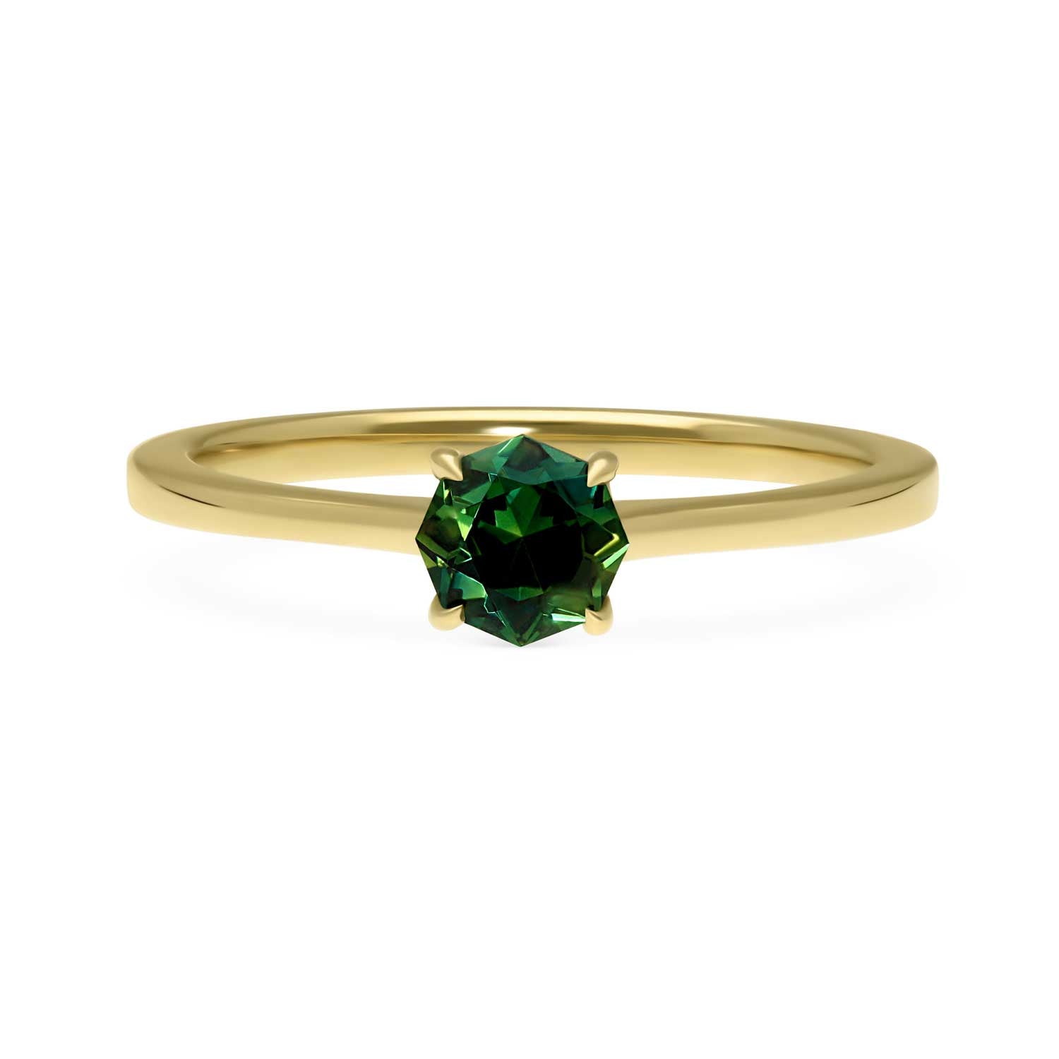 Ellie Air ethical jeweller OCEAN Ring with Octagon Cut Australian Sapphire Yellow Gold