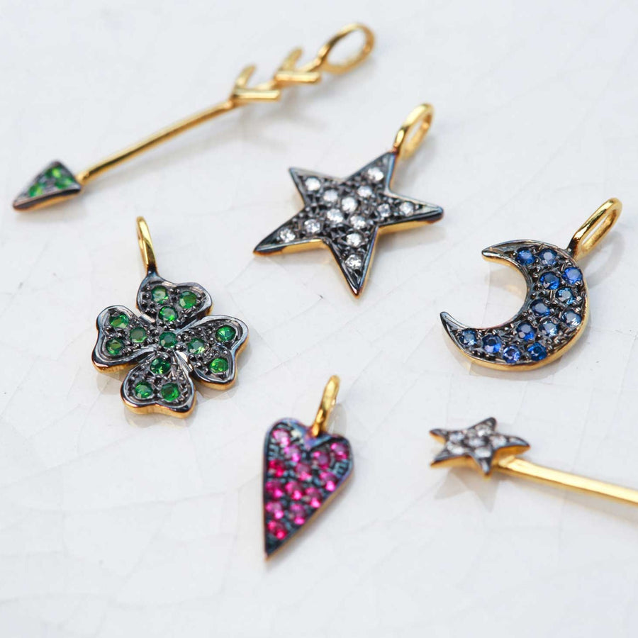 Fotini Psarouli Gold diamond long star charm at EC One London
