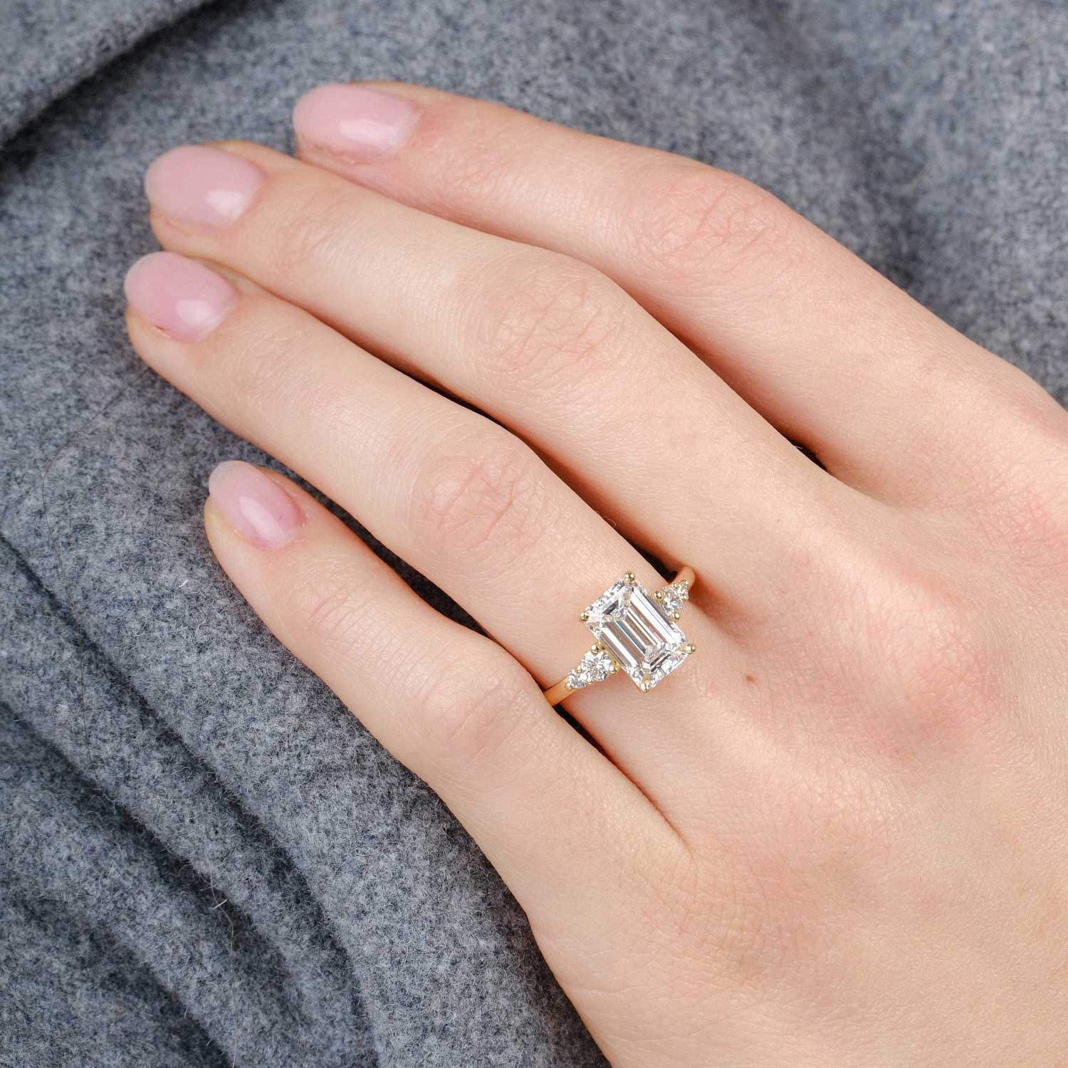 GENEVIEVE Laboratory Grown Diamond Yellow Gold Engagement Ring Made by ethical jeweller E.C.One London in our B Corp certified workshop