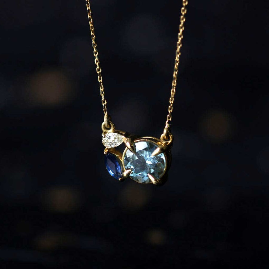 GFG ARTISIA Blue Sapphire & Diamond Necklace at ethical jewellers E.C. One London