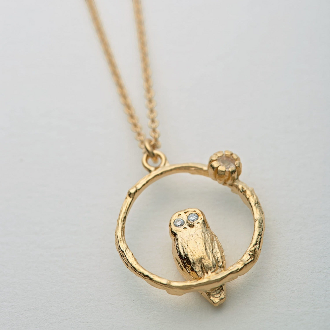 Alex Monroe Moonstone Owl Loop Necklace at EC One London