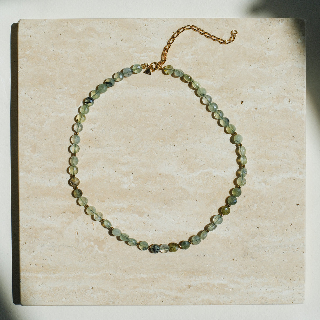 Prehnite Button Bead Necklace