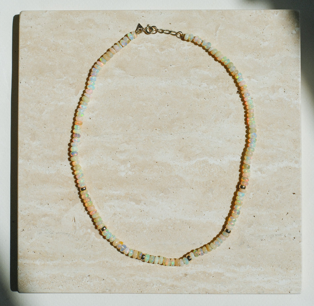 Opal and Gold Bead Necklace