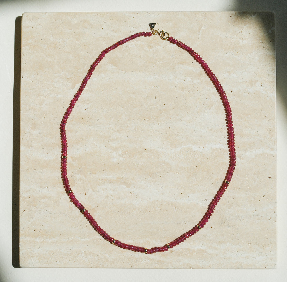 Ruby Necklace with Gold Beads