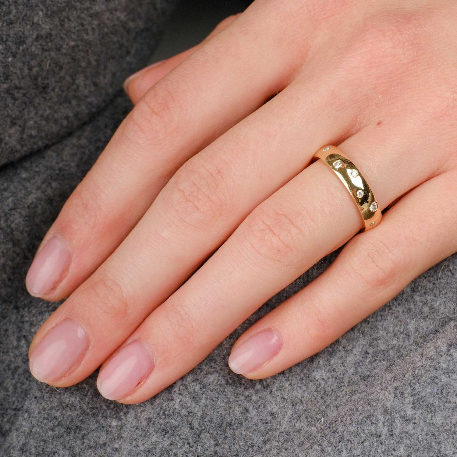 EC.One recycled Gold Diamond Scatter Eternity Ring 4mm made by hand in our B Corp London workshop