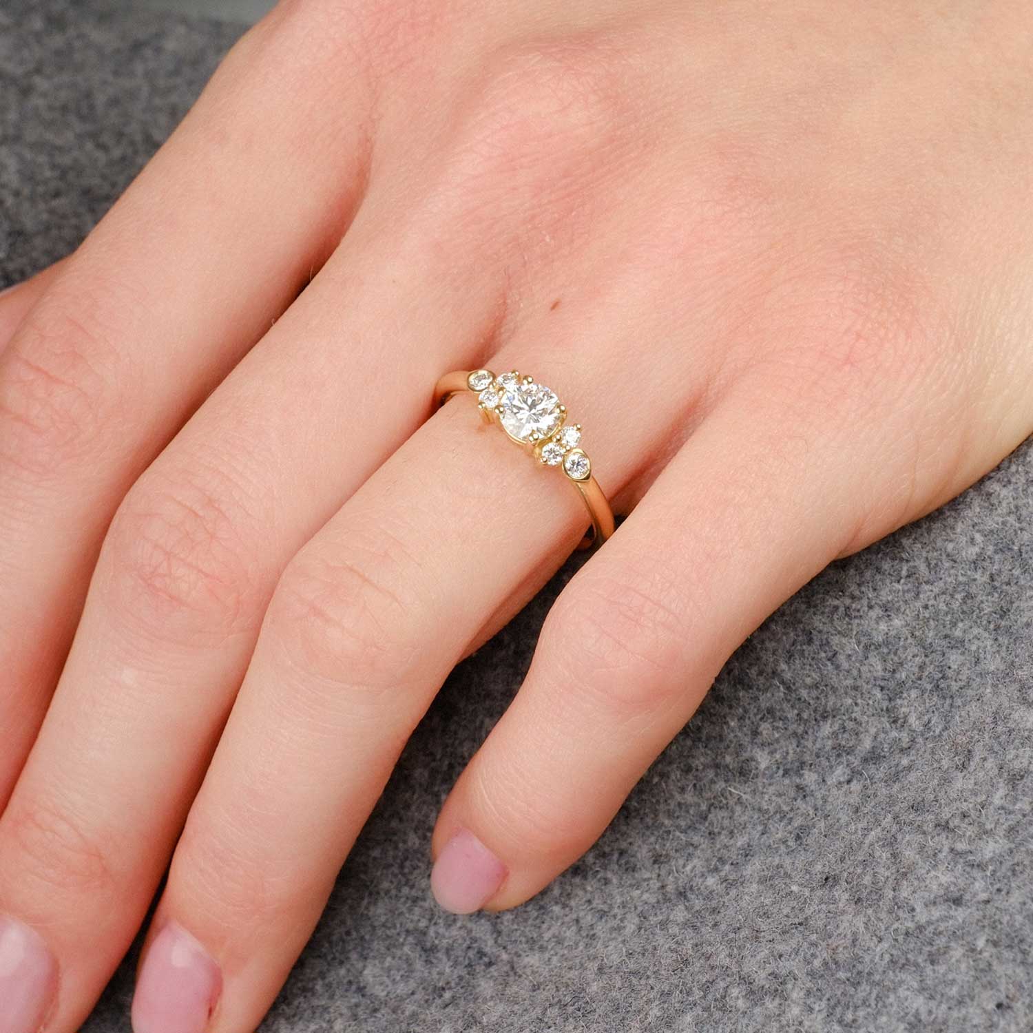 HATTY White Diamond Yellow Gold Engagement Ring made by ethical jeweller E.C.One London in our B Corp certified workshop