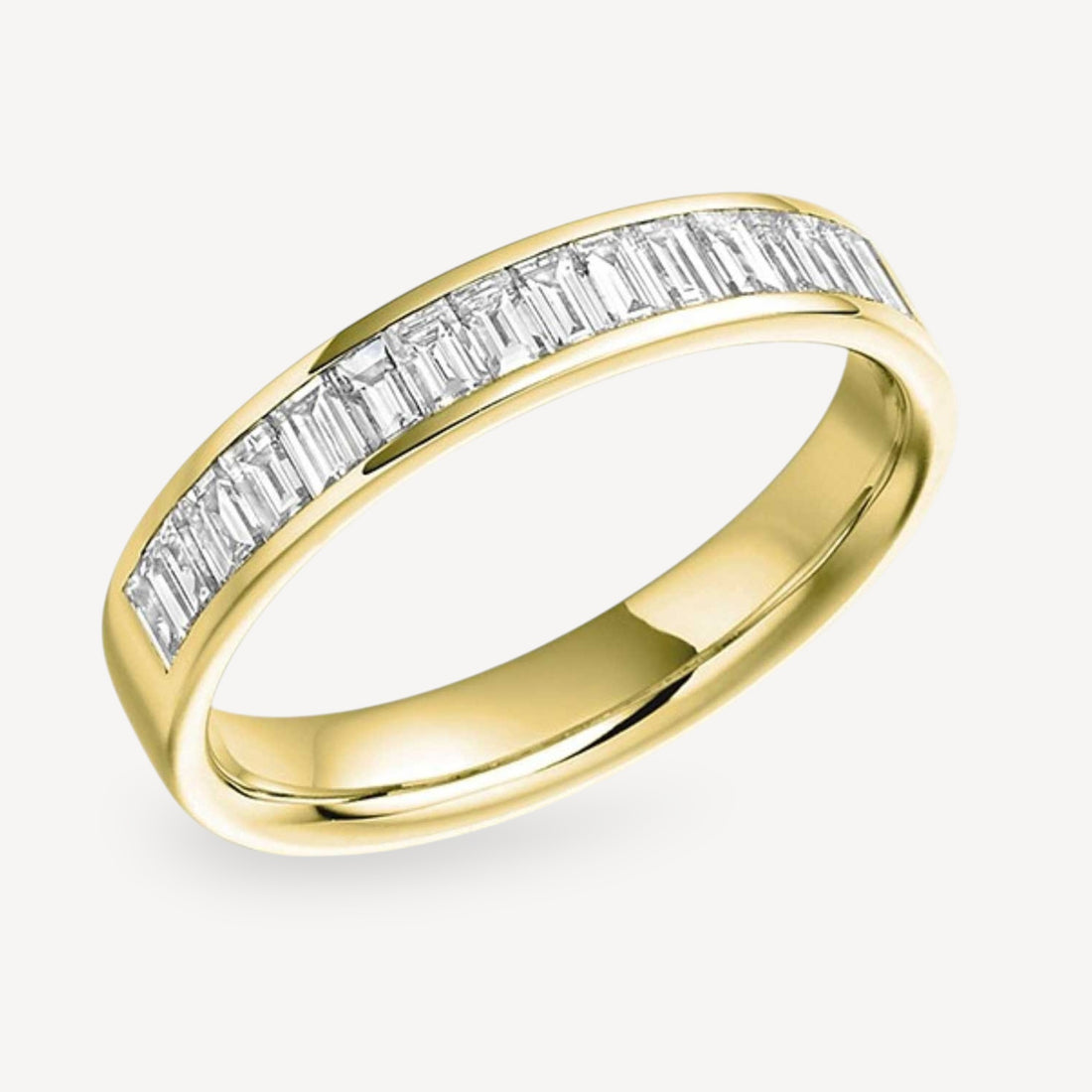 0.97ctct Baguette Diamond Half Eternity Ring Yellow Gold