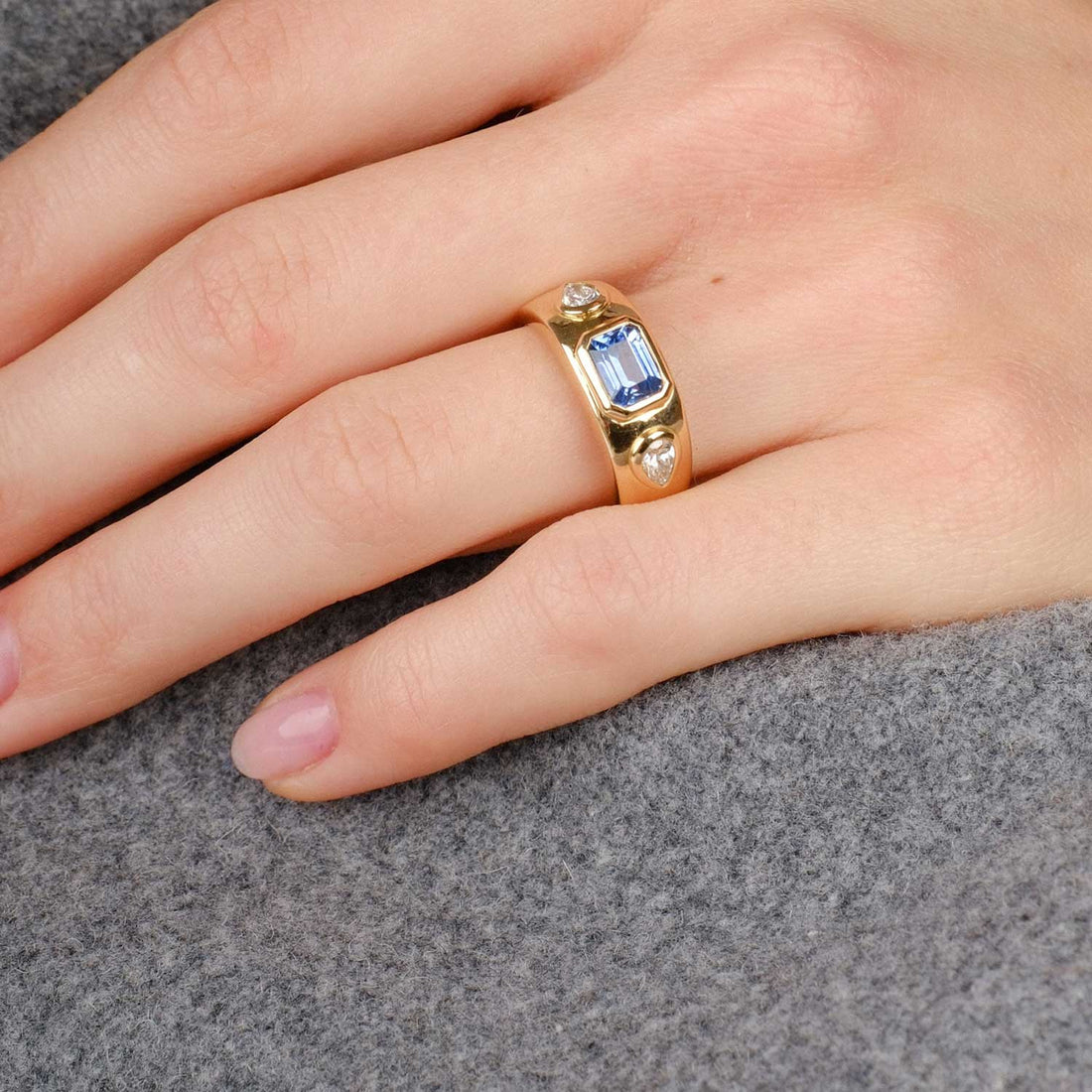 ISLA Yellow Gold Blue Sapphire and Diamond Engagement Ring