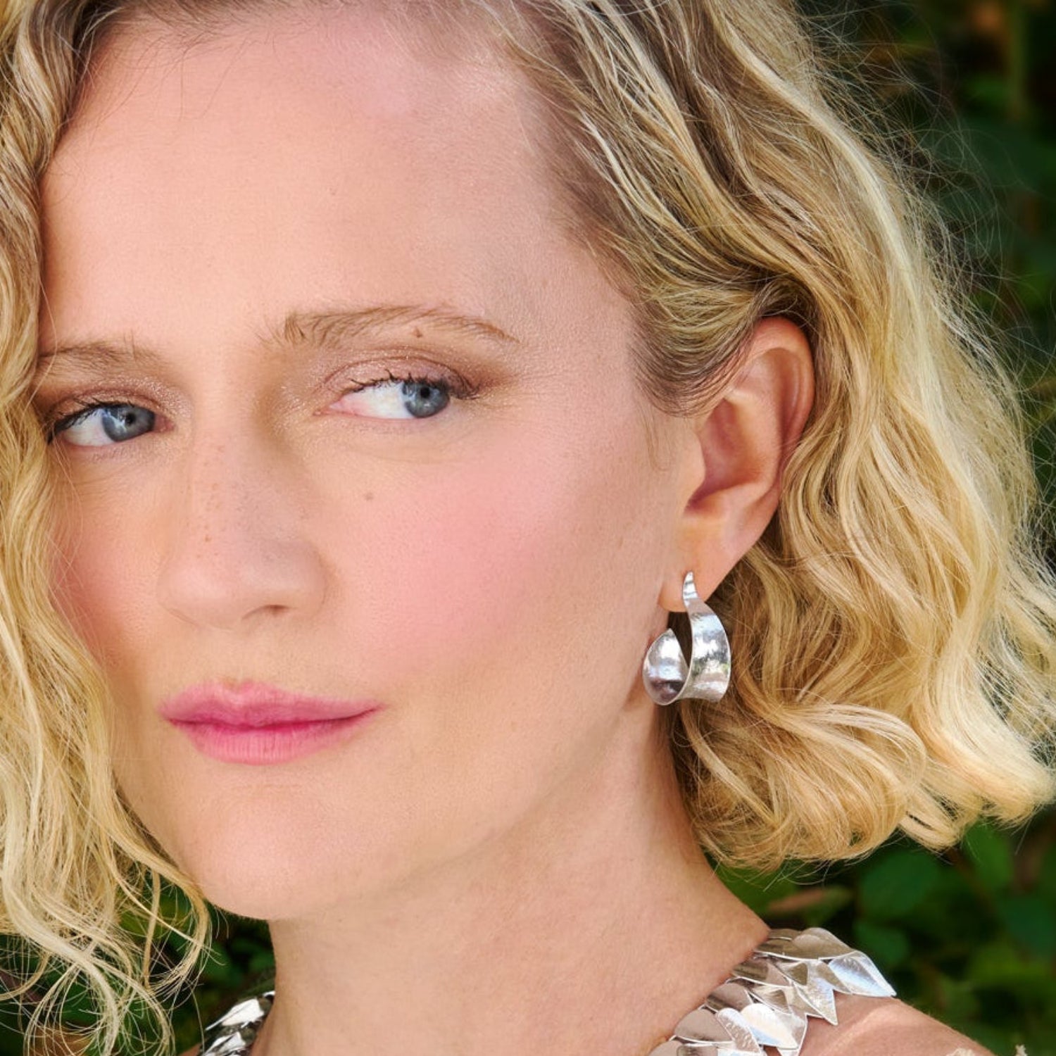 KOMOREBI Medium Curl Hoop Earrings Silver  by Cara Tonkin at B Corp certified Ethical jeweller E.C.One London