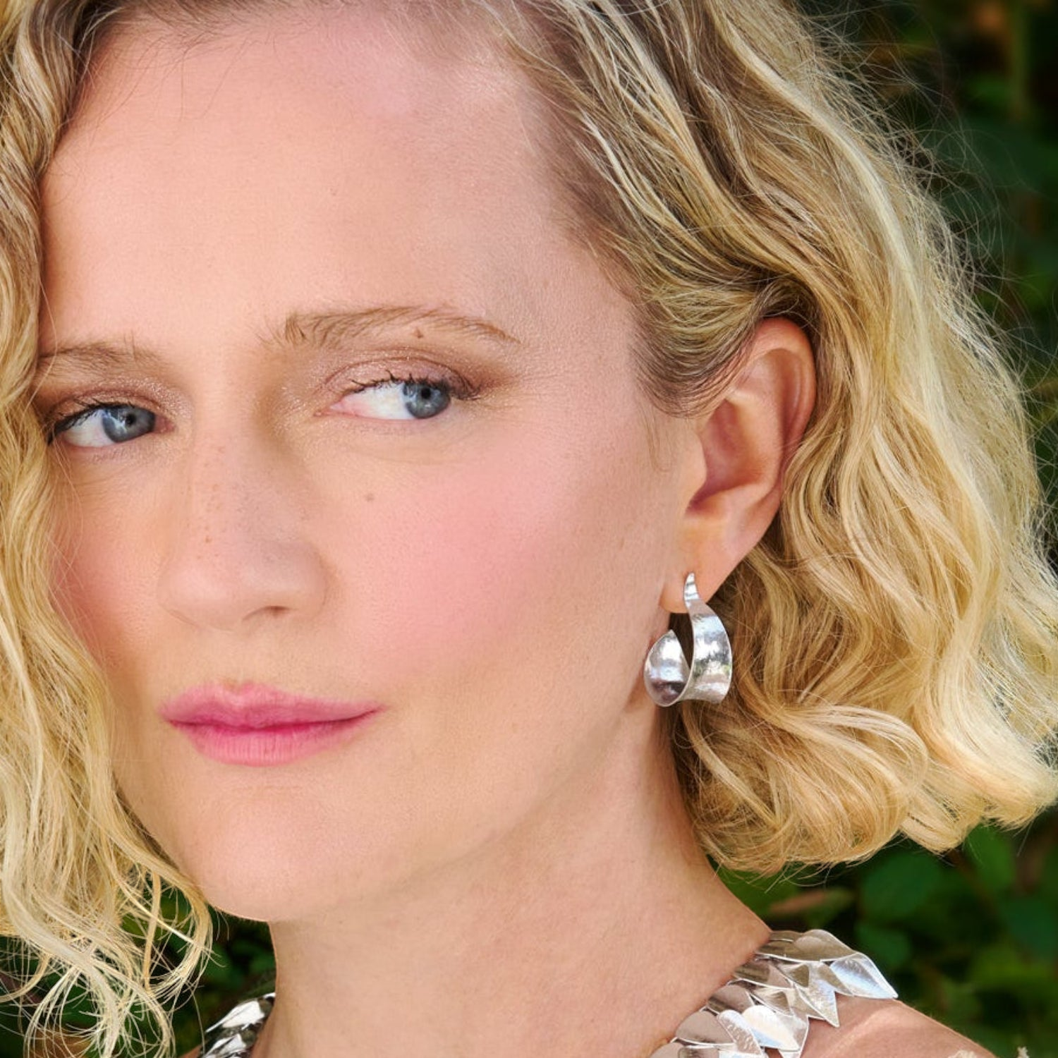 KOMOREBI Medium Curl Hoop Earrings Silver  by Cara Tonkin at B Corp certified Ethical jeweller E.C.One London