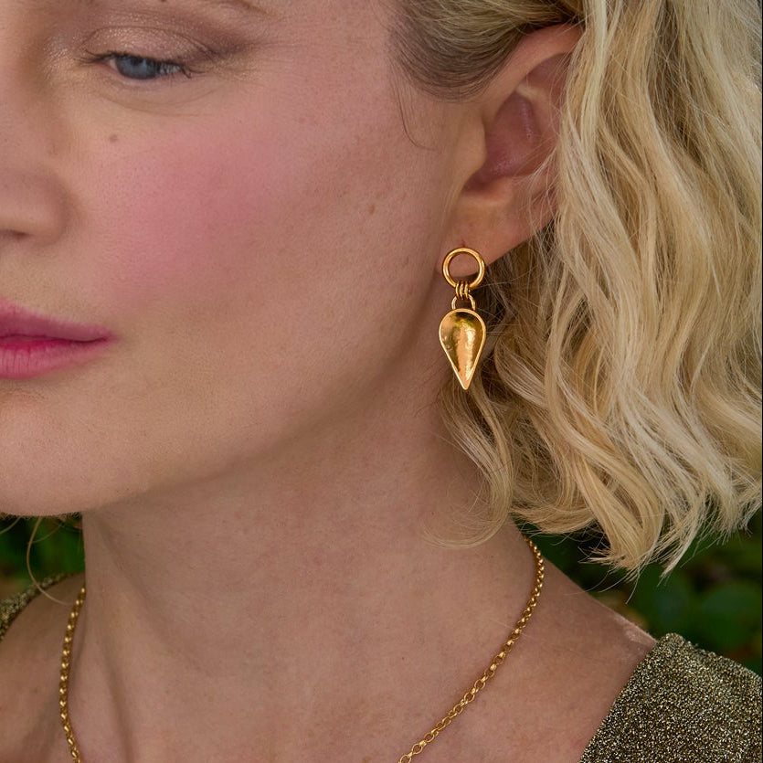 KOMOREBI Cupped Leaf Drop Earrings Gold Plated