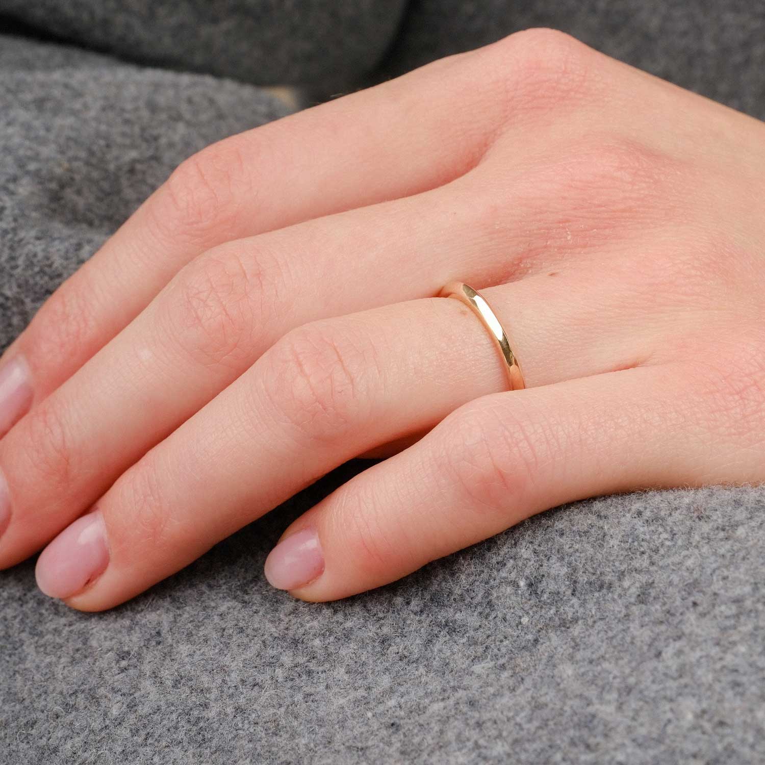 EC One Knife Edge recycled Rose Gold Wedding Ring made in our B Corp London workshop