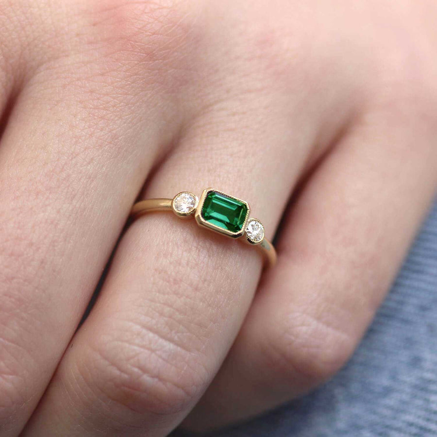 LOTTIE Emerald & Diamond Engagement Ring