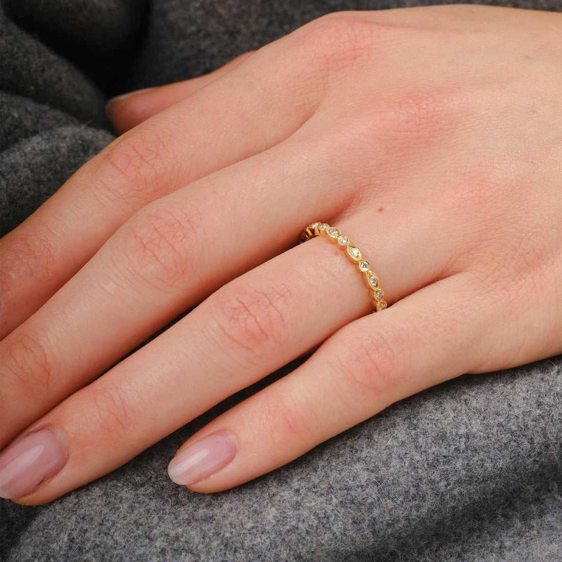 Marquise & Round Diamond 18ct Yellow Gold Eternity Ring