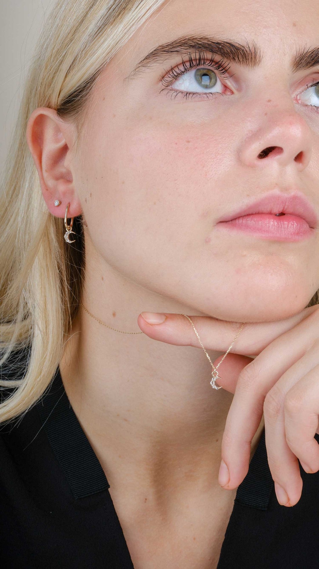 Astra Crescent Rose Cut Diamond Pendant Necklace by Metier at ethical jeweller E.C.One London 