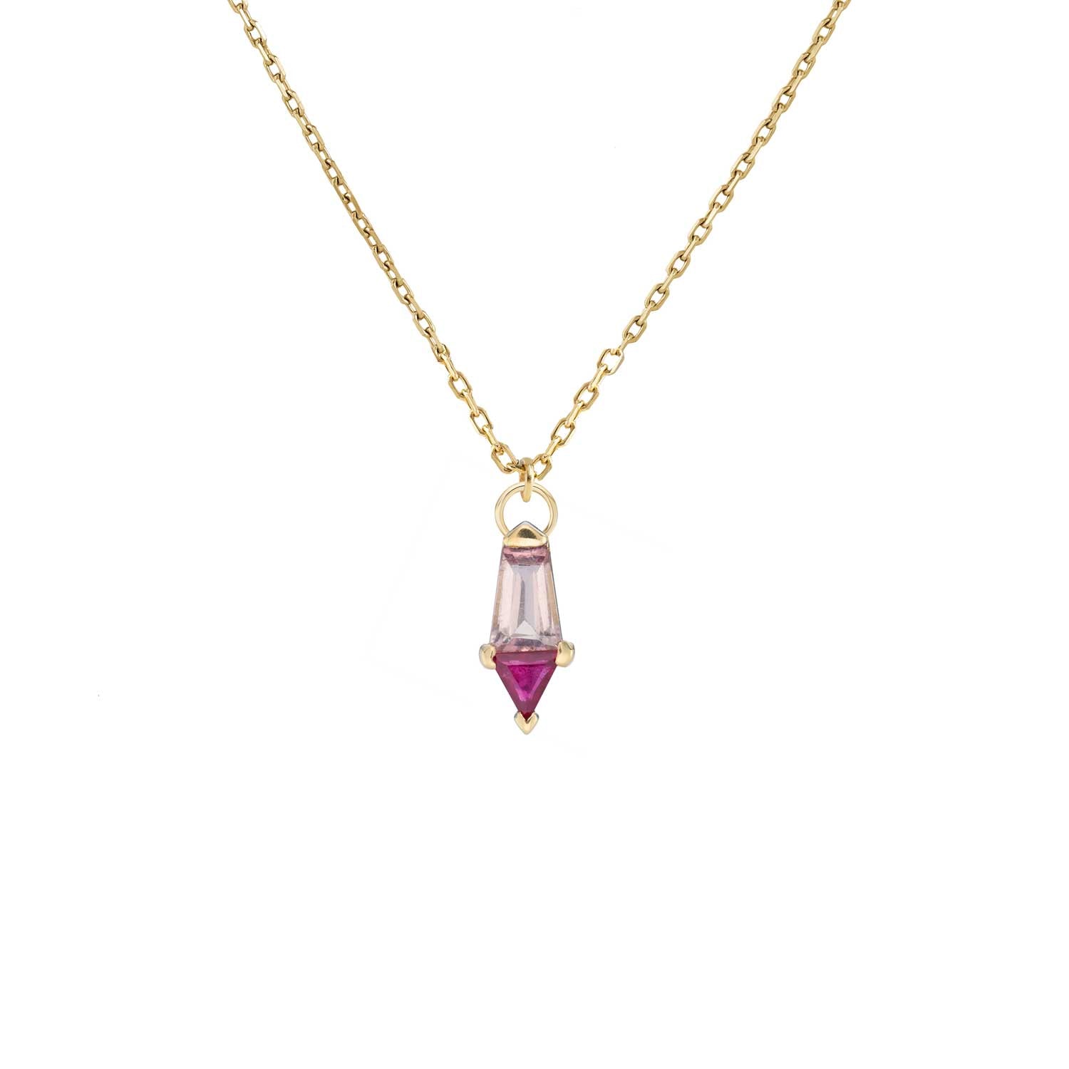PRISM tourmaline and sapphire Gold Pendant Necklace by Metier at ethical jewellery E.C.One London