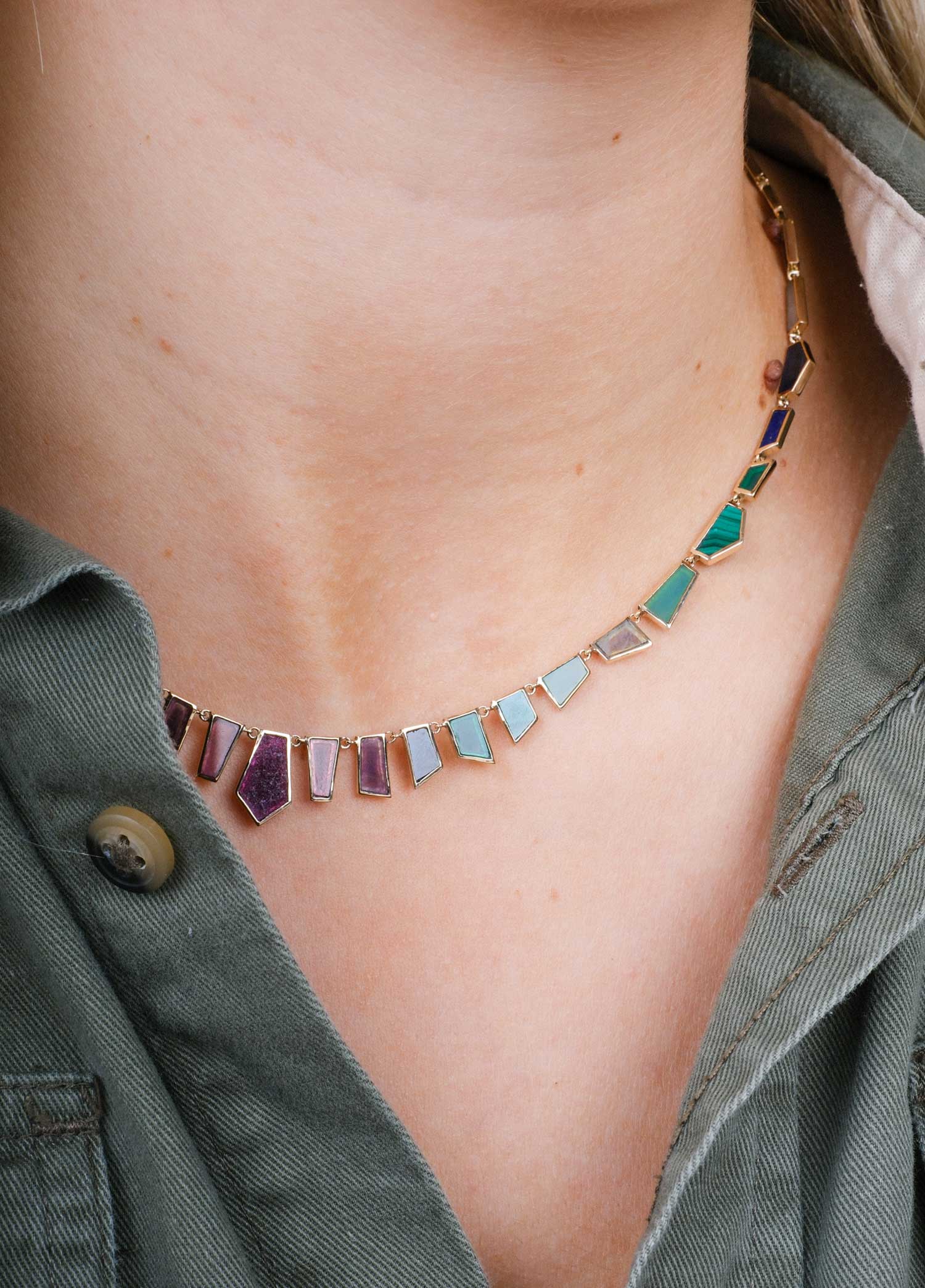 Tesserae Midnight Mesa Gold Necklace  by Metier at ethical jeweller E.C.One London 