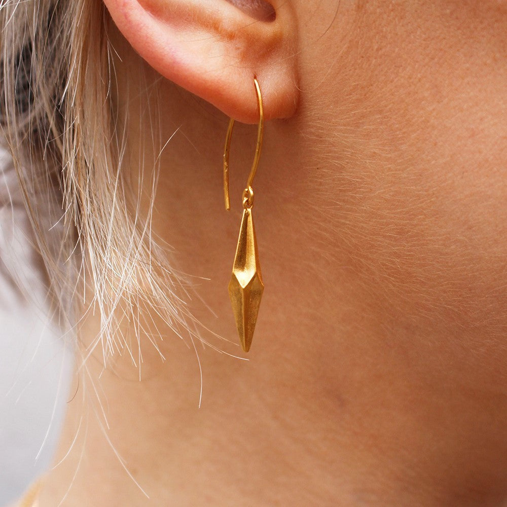 Shard Pleated Gold Hook Earrings