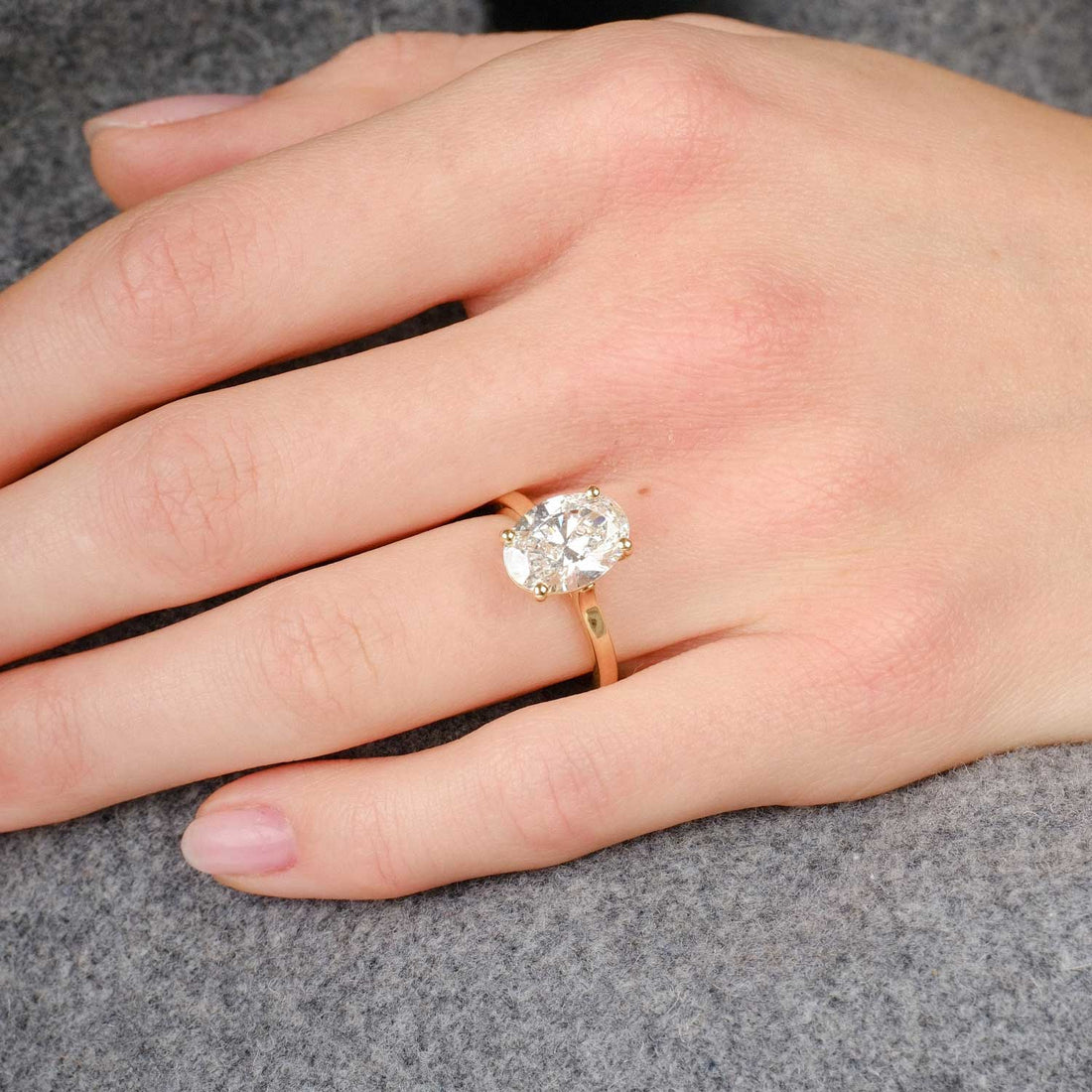 NANCY Oval Laboratory Grown Diamond Solitaire Ring Yellow Gold