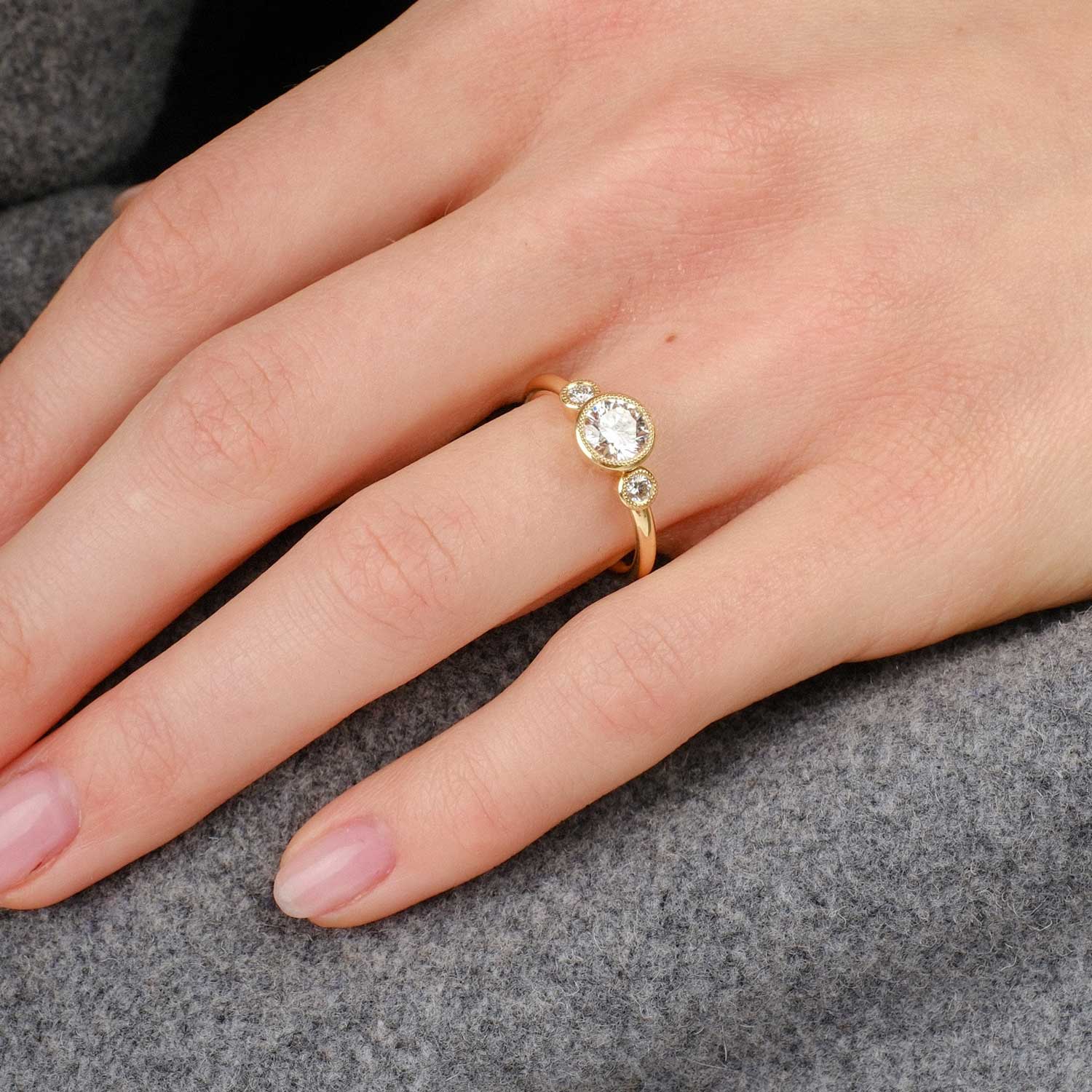 e.c.one London ethical NINA Milgrain Diamond Engagement Ring handmade in our B Corp  London workshop