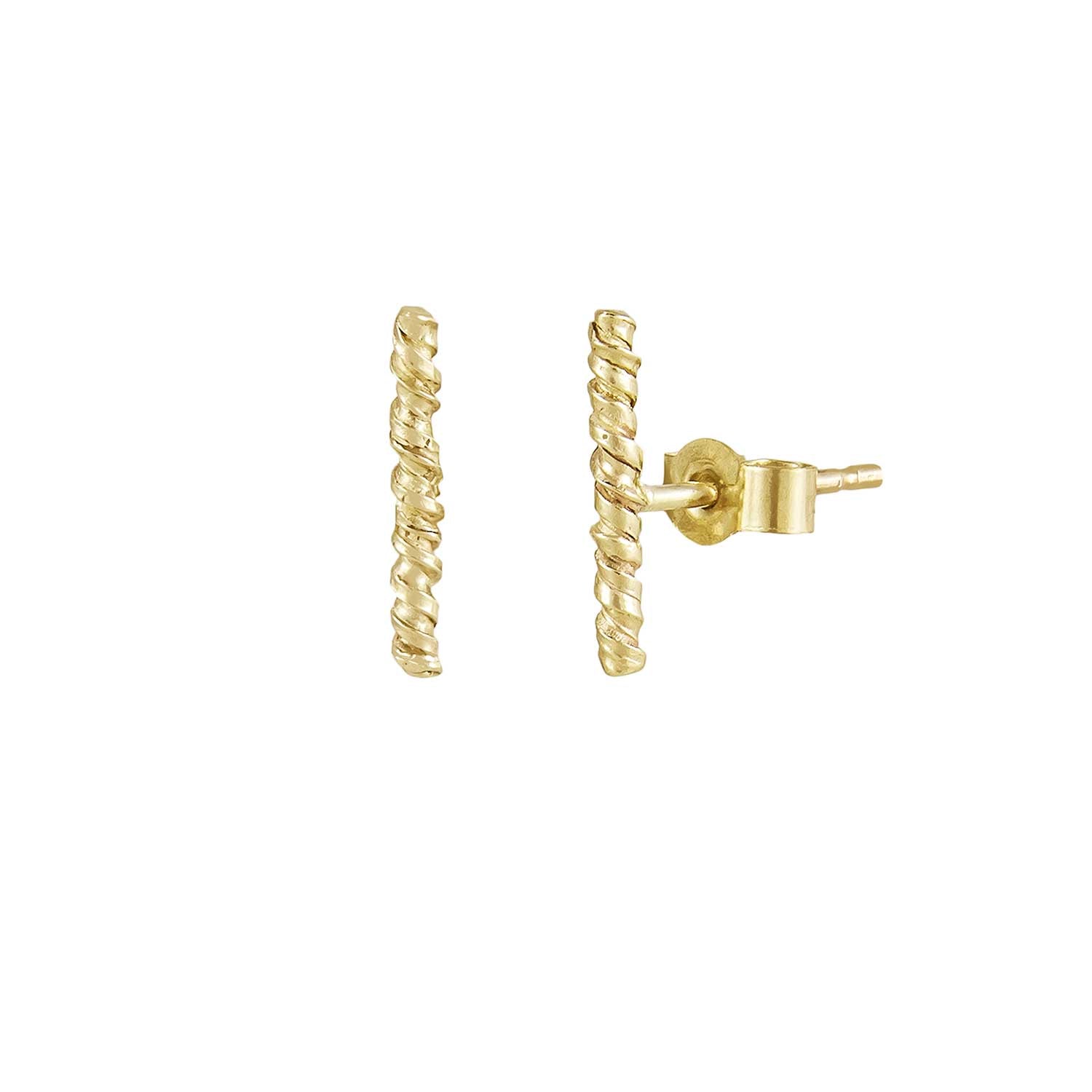 Small Twist Bar Gold Studs by Natalie Perry at E.C.One London