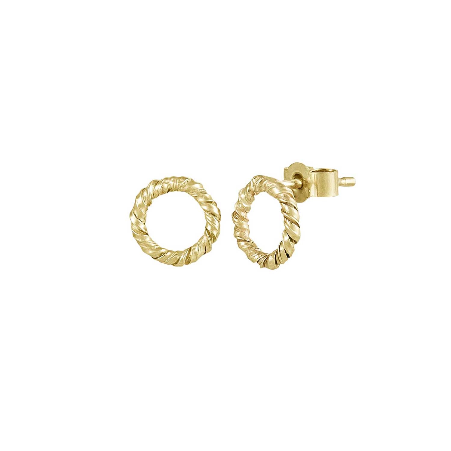 Small Twist Round Gold Studs by Natalie Perry at E.C.One London