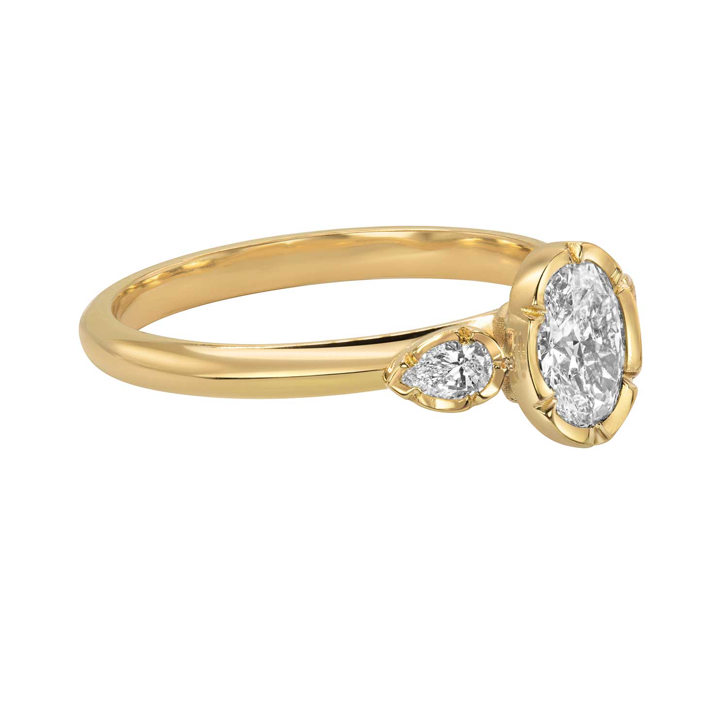 Laboratory Grown Diamond trilogy Gold Ring by Natalie Perry at E.C.One London
