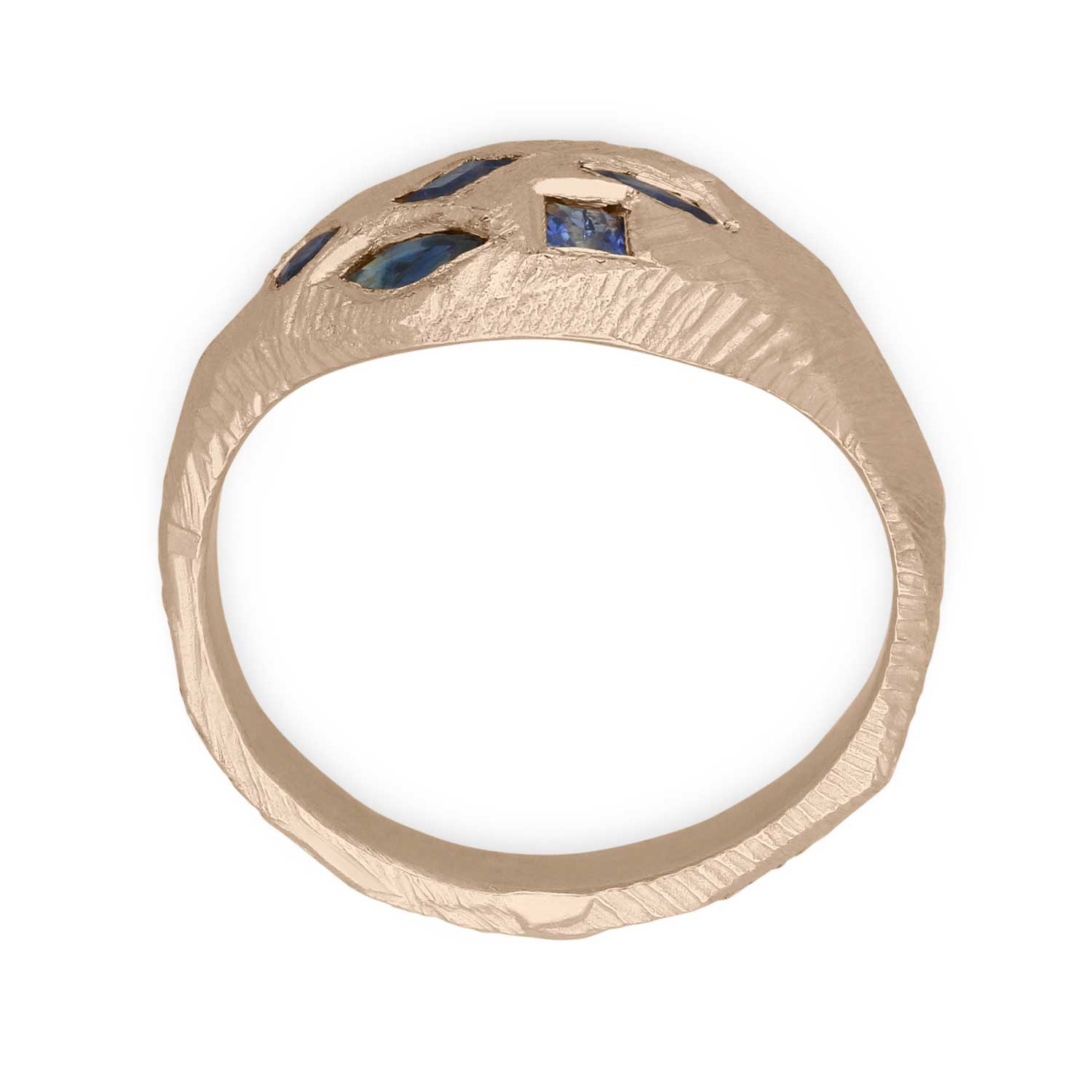 Page Sargisson at E.C.One London SIGNET Tapered Gold Ring with 5 Blue Sapphires