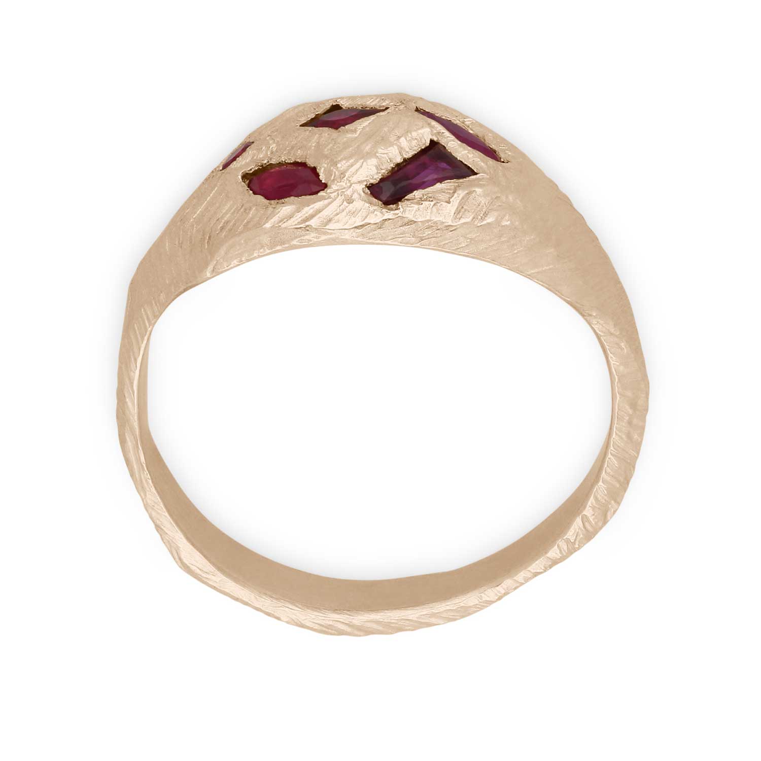 Page Sargisson at E.C.One London SIGNET Tapered Gold Ring with 5 Rubies