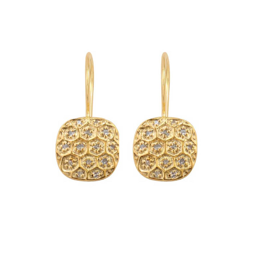 Pomegranate London MELOGRANO Hook Earrings with grey Diamonds at ethical jewellers EC One London