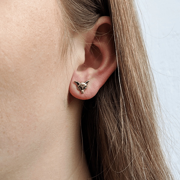 Fox Talisman Studs 14ct Gold