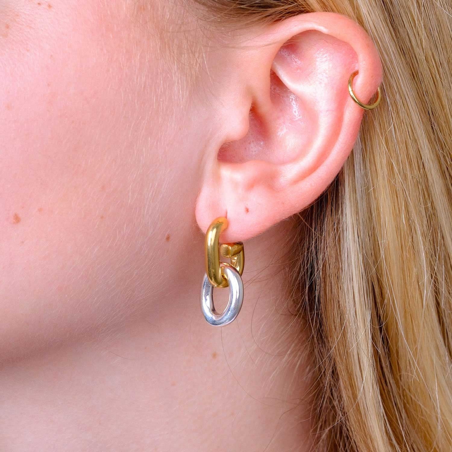 GO-GO Silver & Gold Plated Drop Earrings