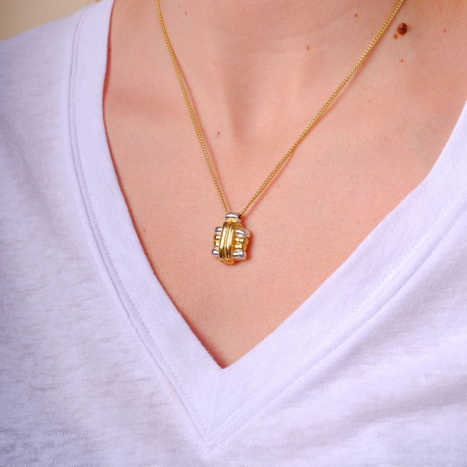 SQUARE CROSS Necklace Silver & Gold Plated