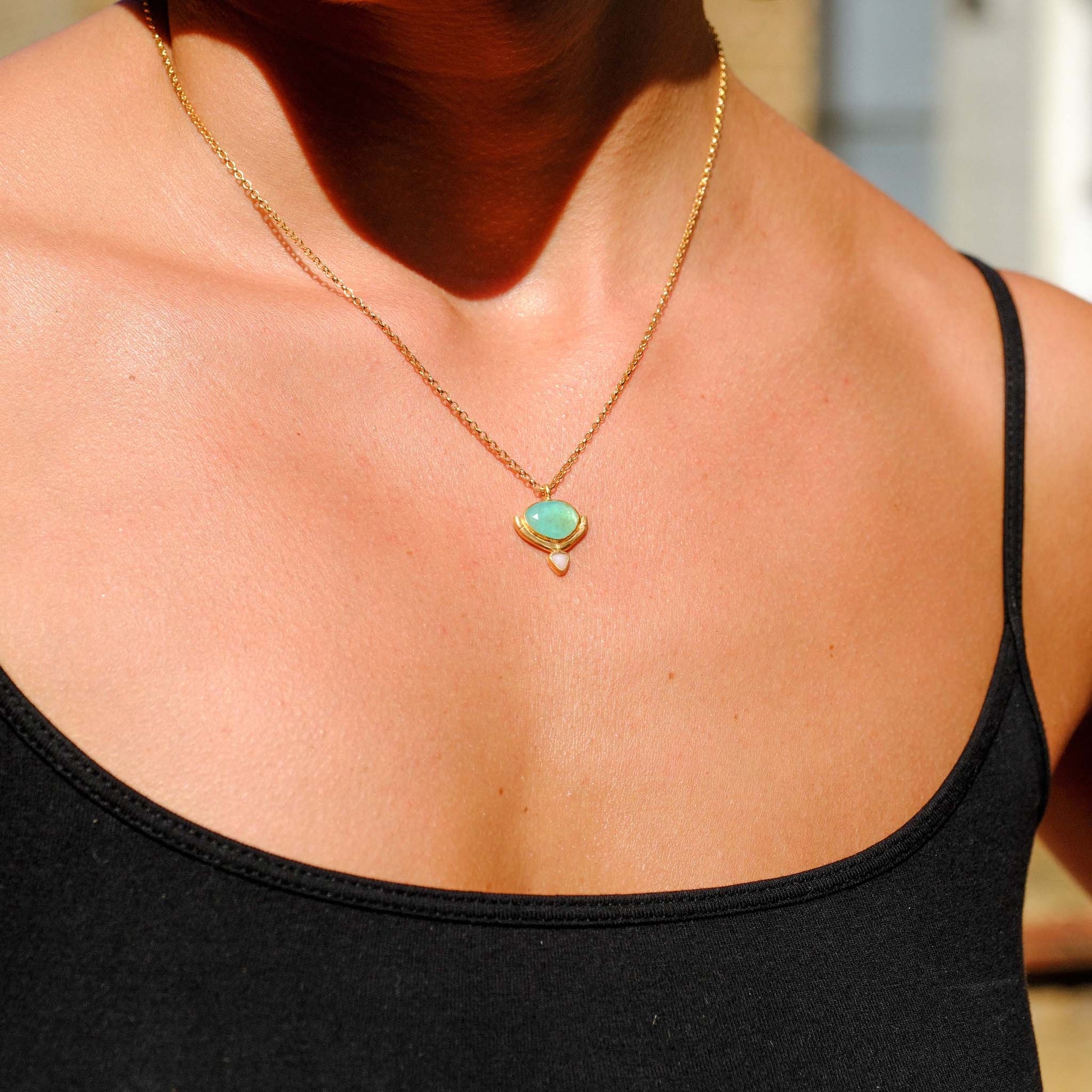 Rosita Bonita at E.C.One HAMMOCK Mini Pendant Necklace Green Opal