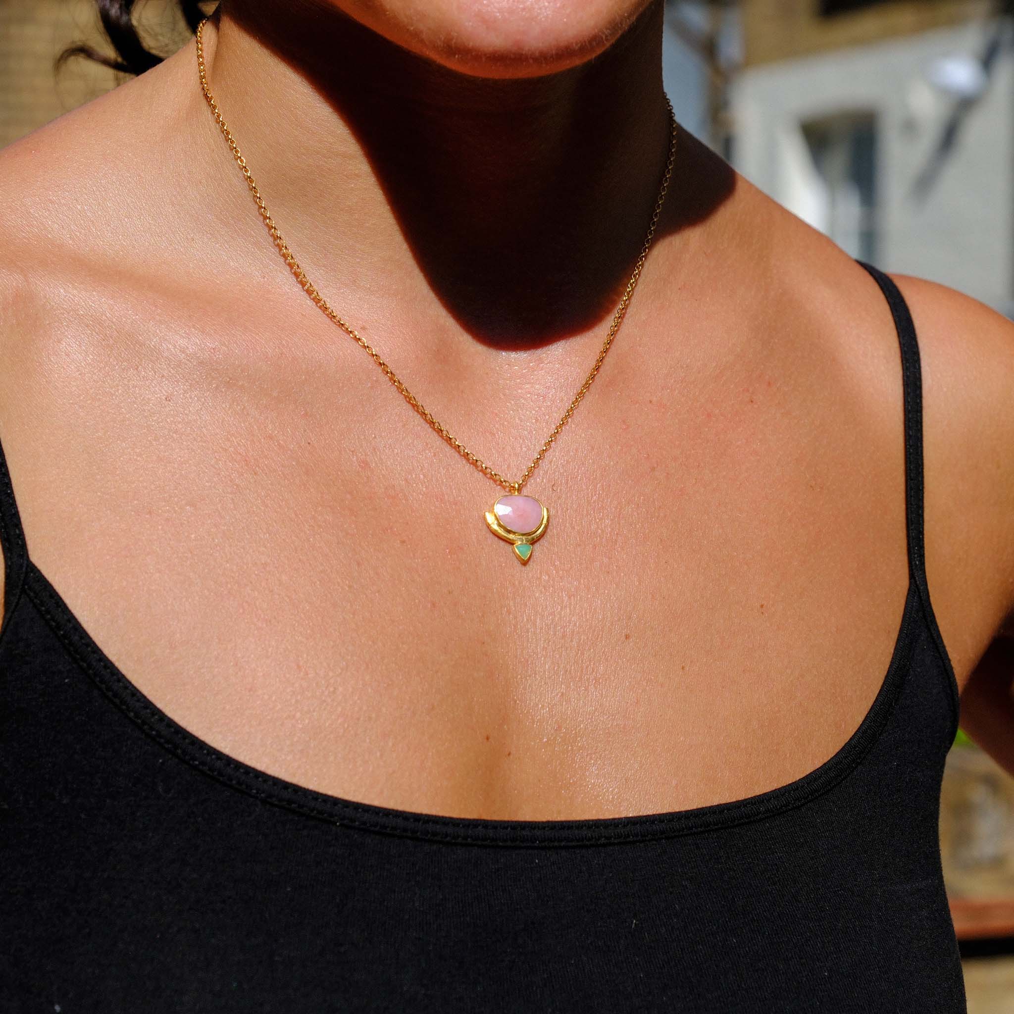 Rosita Bonita at E.C.One HAMMOCK Mini Pendant Necklace Pink Opal