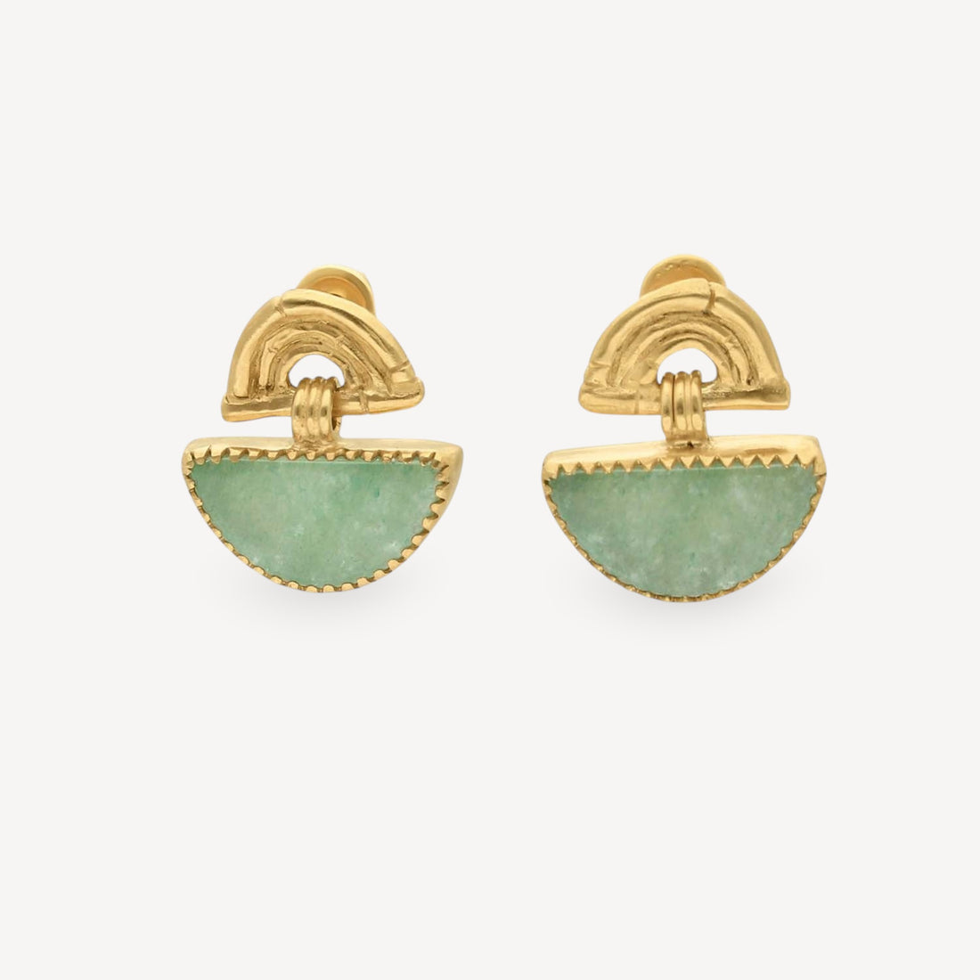 SUNRISE Half Mini Moon Earrings Aventurine
