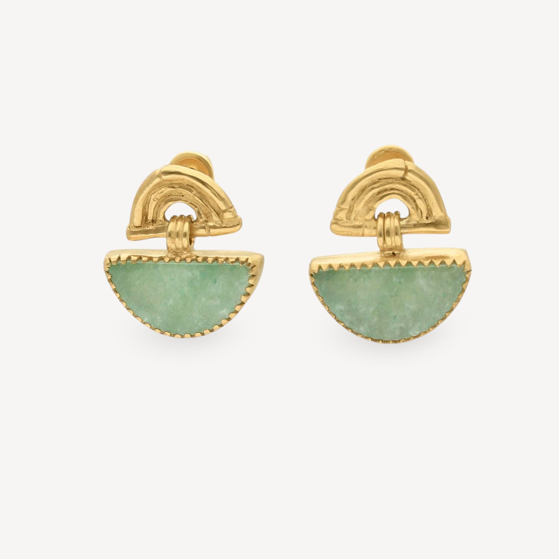 Rosita Bonita at E.C.One SUNRISE Half Mini Moon Earrings Aventurine