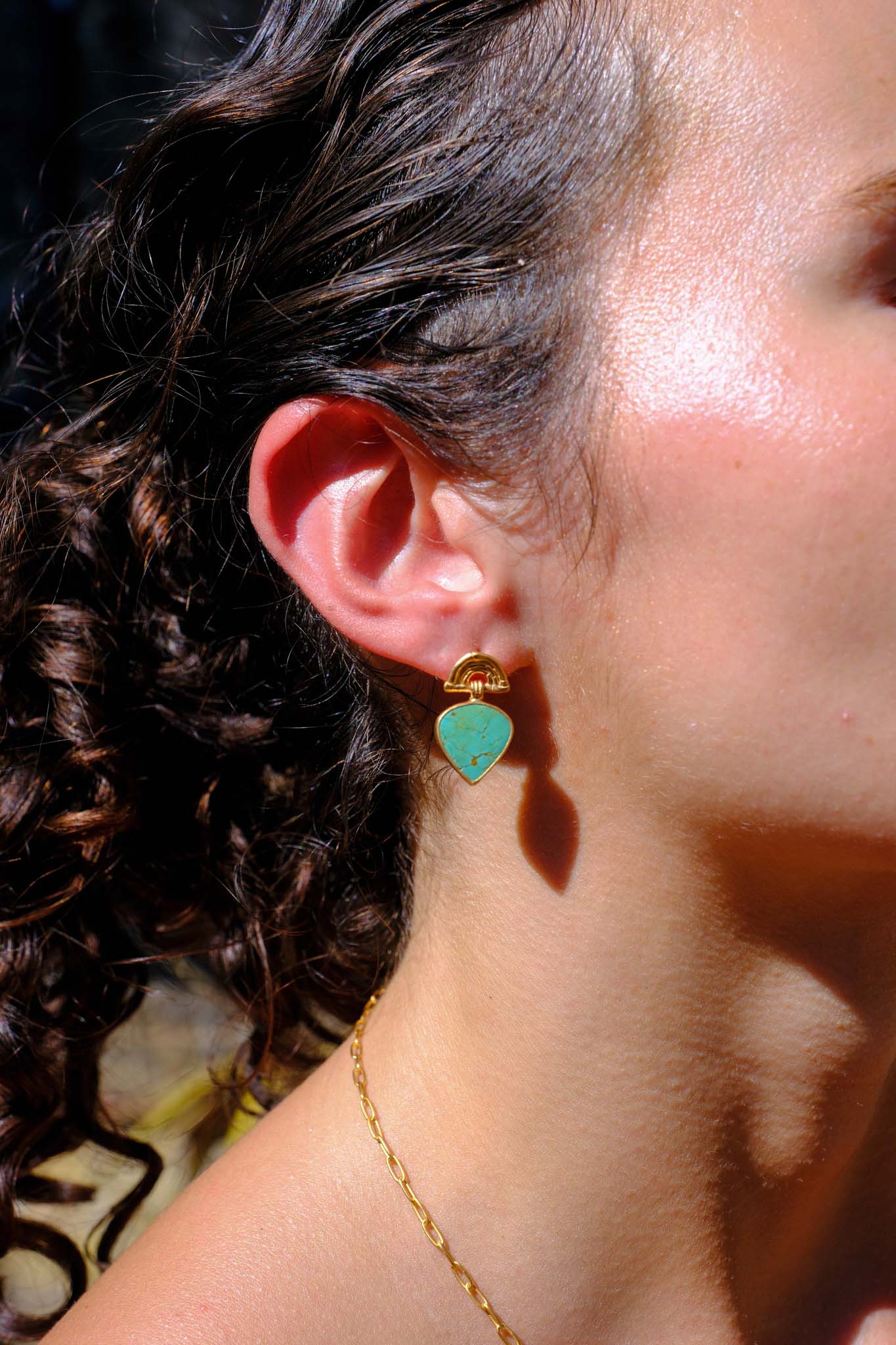 Rosita Bonita at E.C.One SUNRISE Mini Pear Earrings Green Turquoise