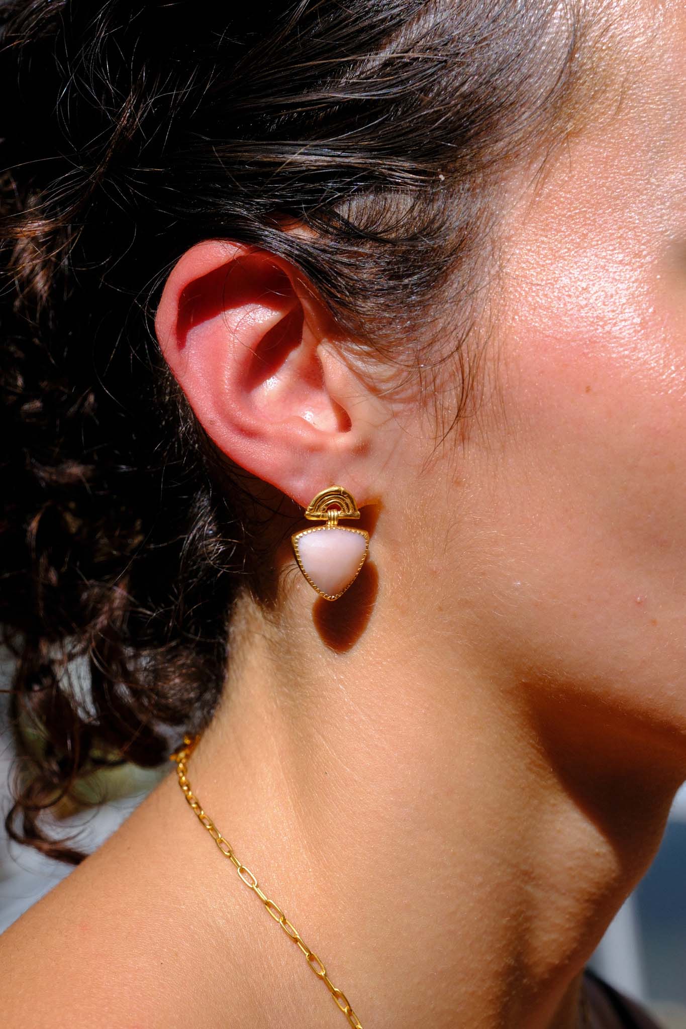 Rosita Bonita at E.C.One SUNRISE Mini Pear Earrings Pink Opal