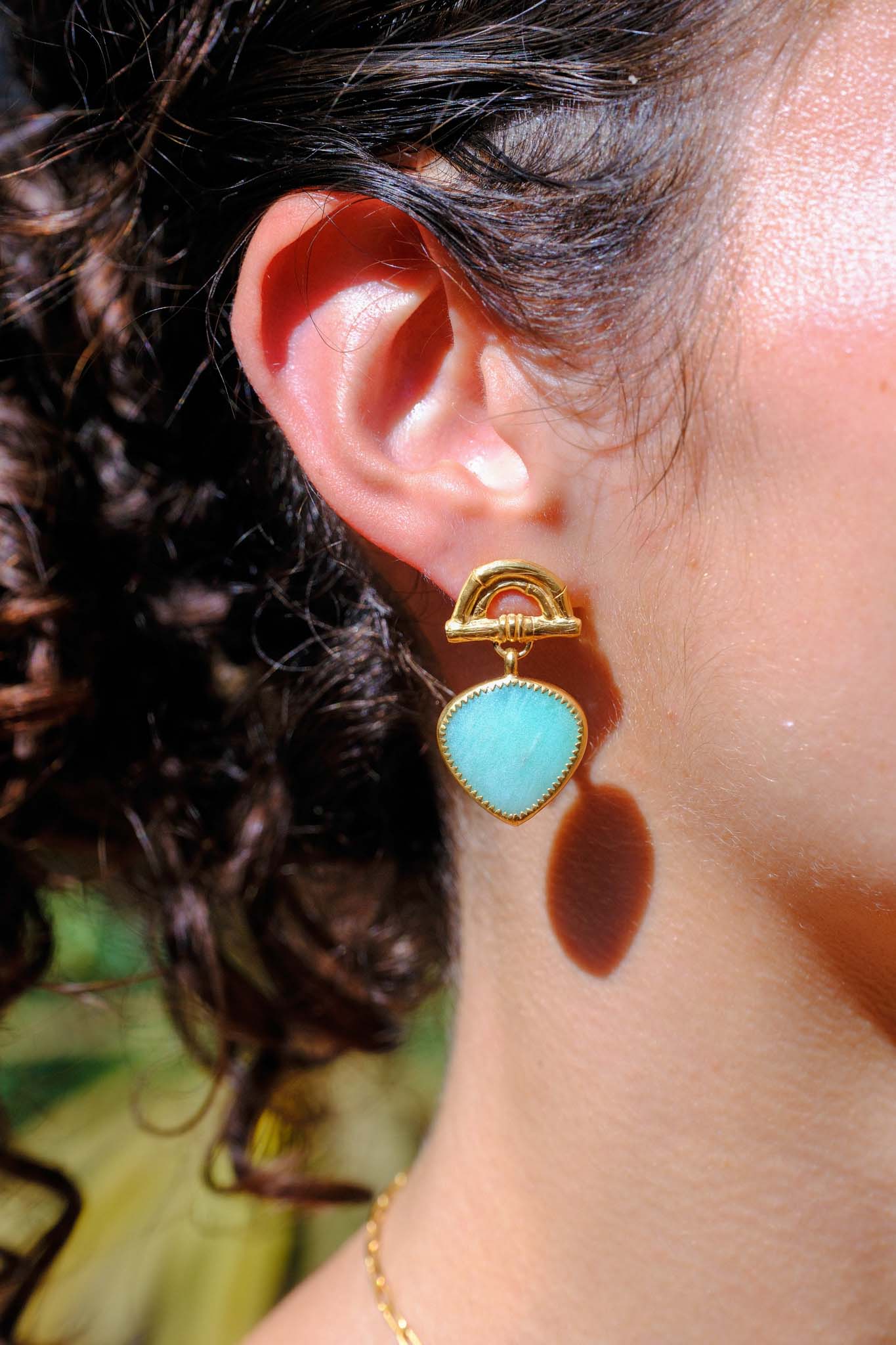 Rosita Bonita at E.C.One  SUNRISE Pear Earrings Chrysoprase