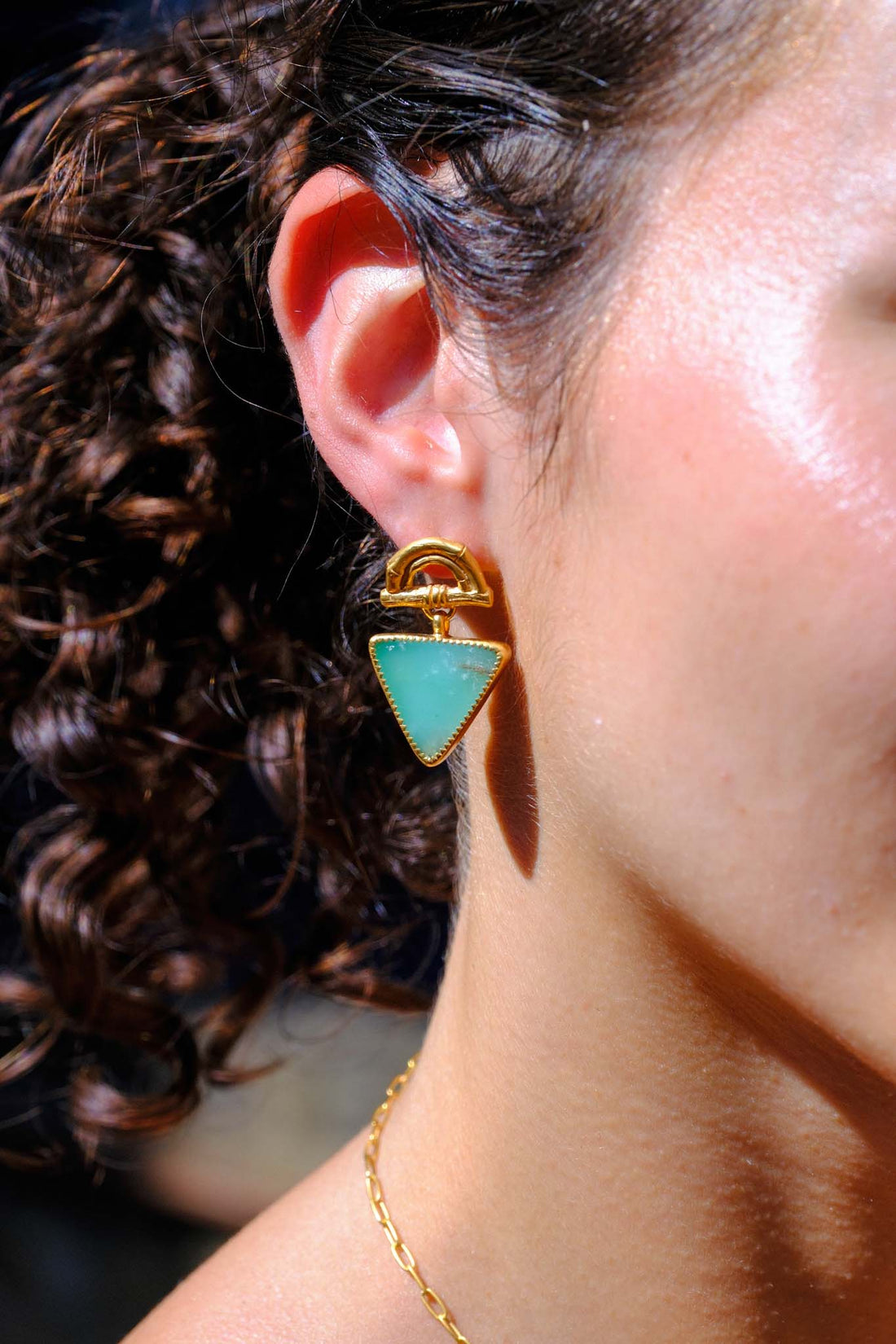 SUNRISE Triangle Earrings Chrysoprase