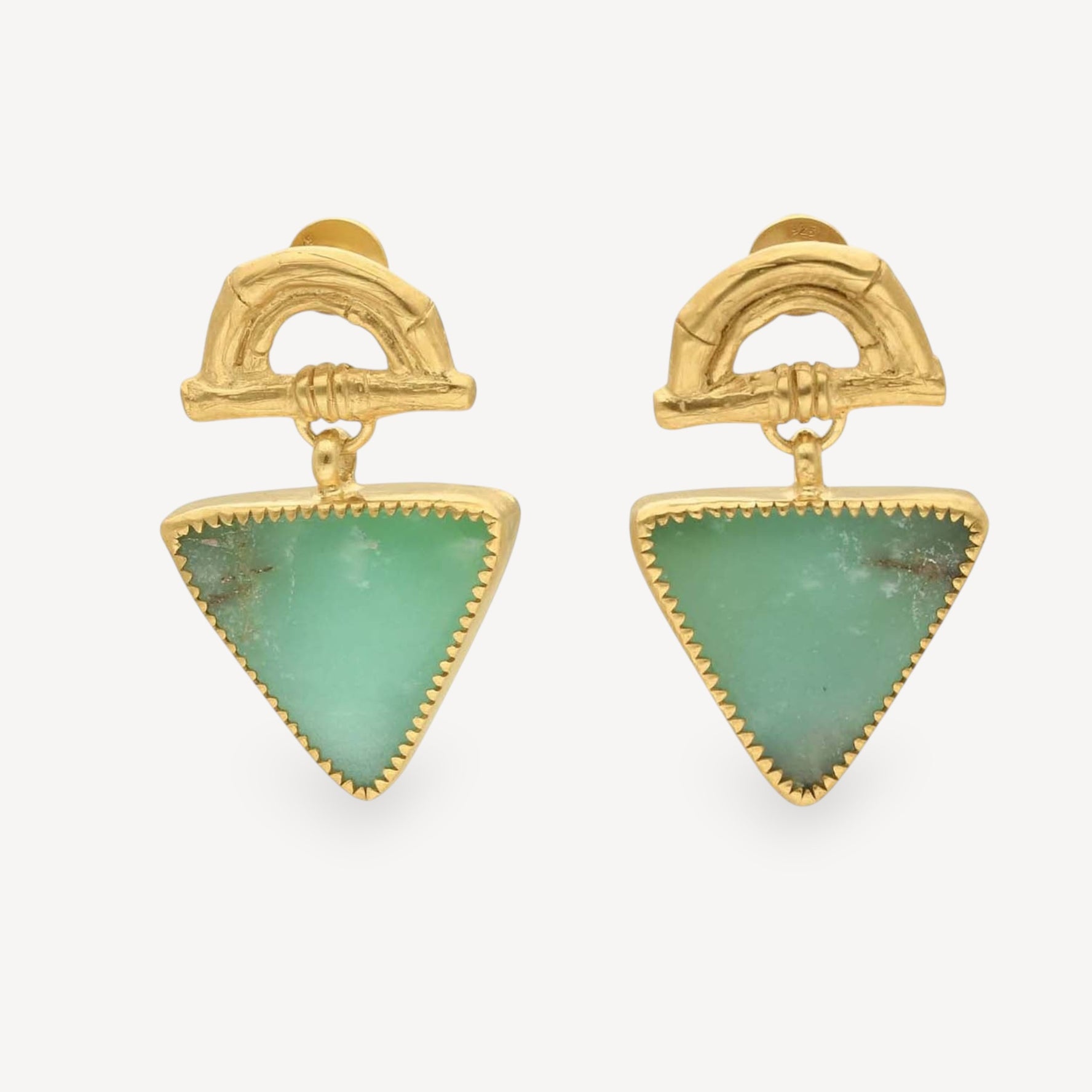 Rosita Bonita at E.C.One SUNRISE Triangle Earrings Chrysoprase