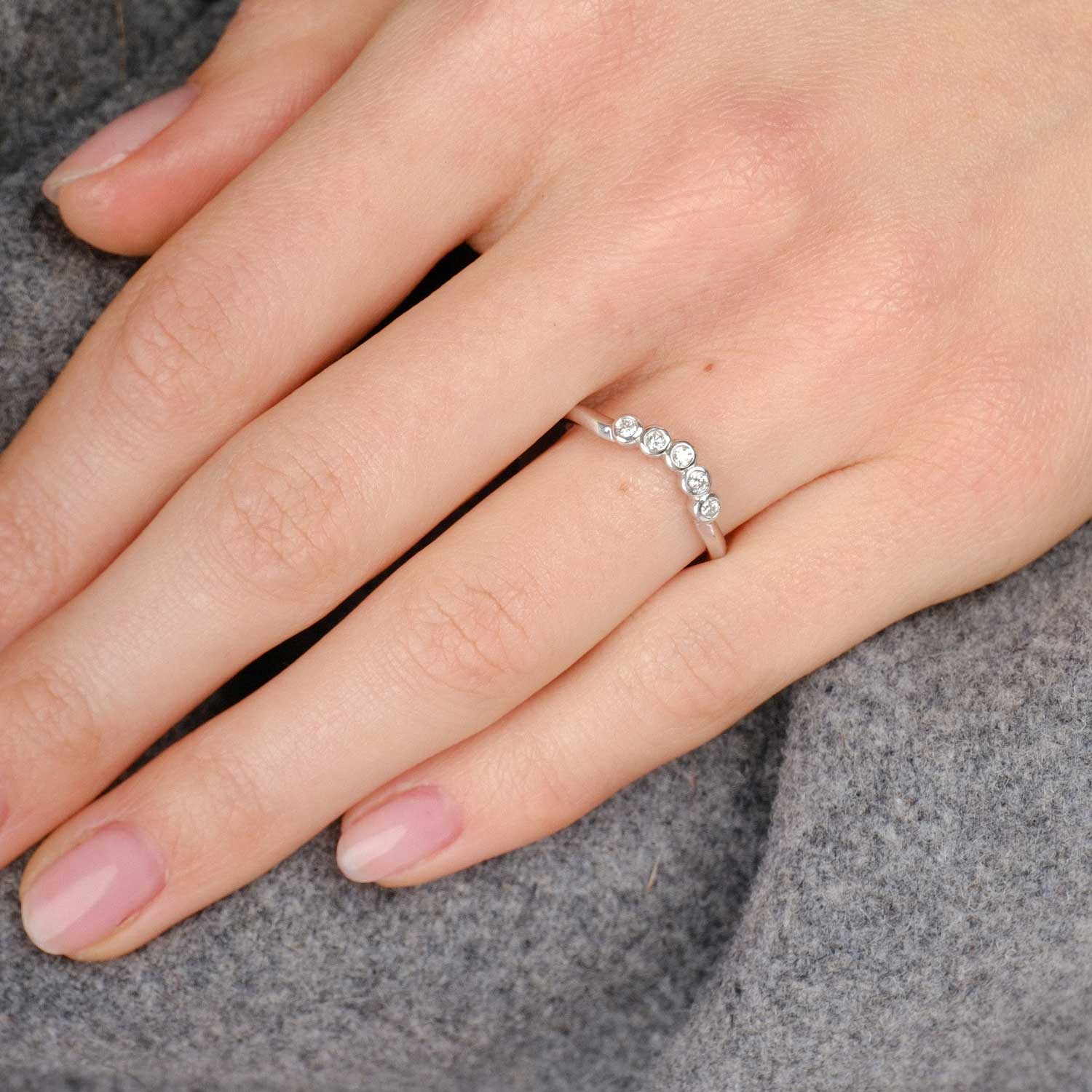 EC One Rub Over Tiara White Gold Diamond Wedding Ring made in London in our B Corp workshop