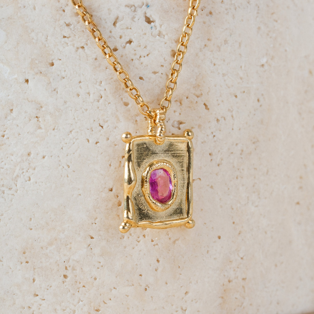 TABLET Mini Pendant with Pink Sapphire