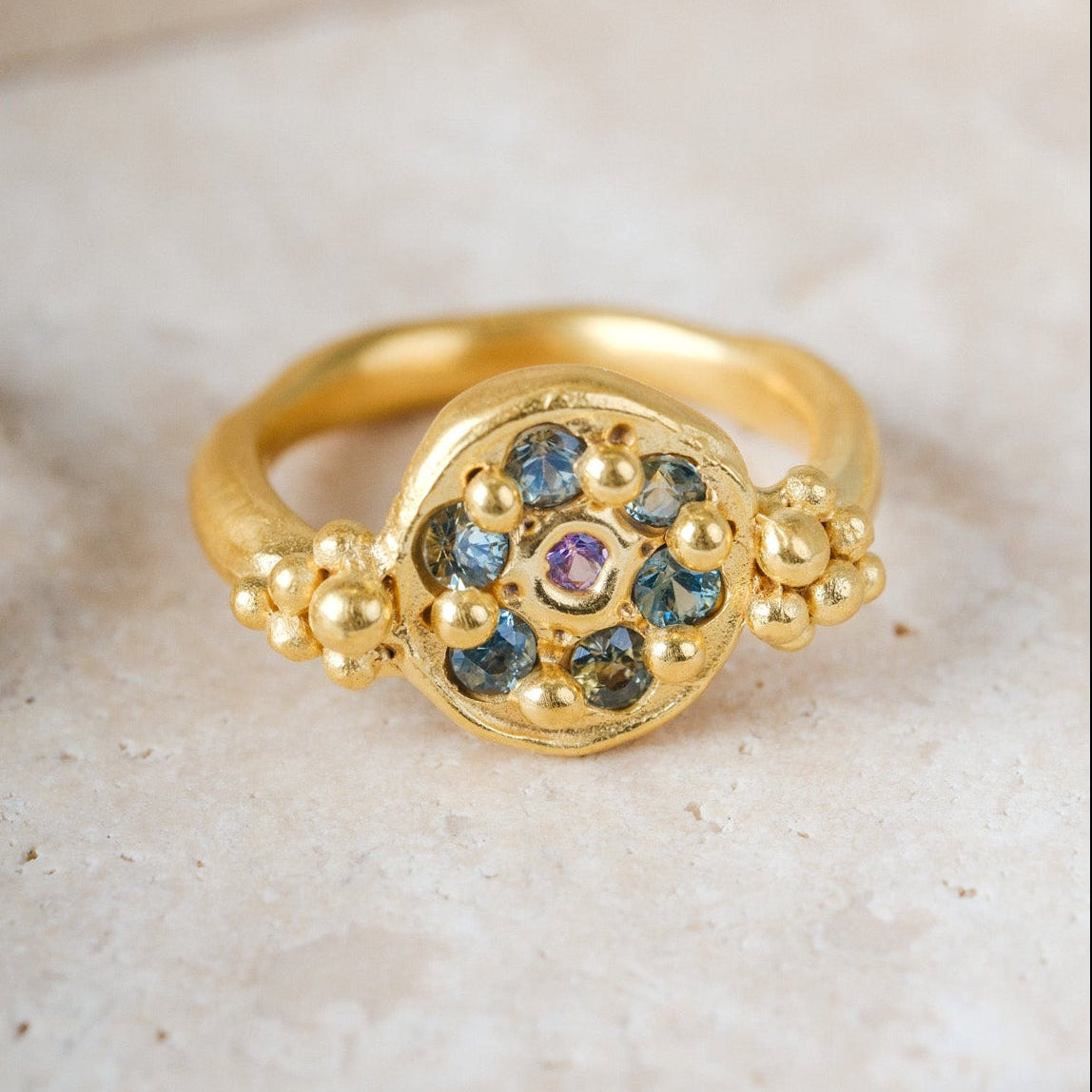 SEA FOAM Ring with Green Sapphire