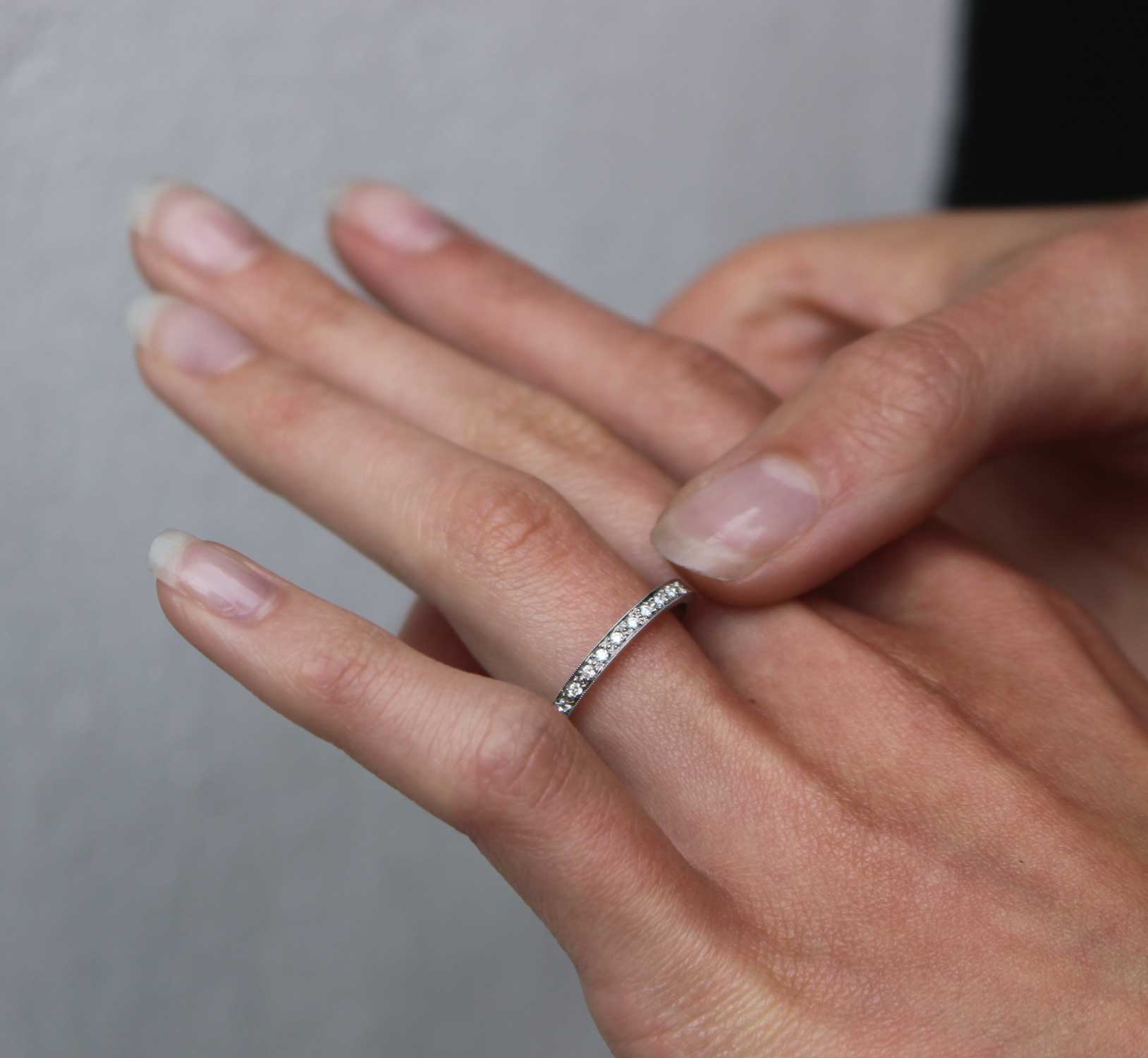 EMMA Slim Full Eternity Diamond Ring Platinum Made by ethical jeweller E.C.One London in our B Corp certified workshop